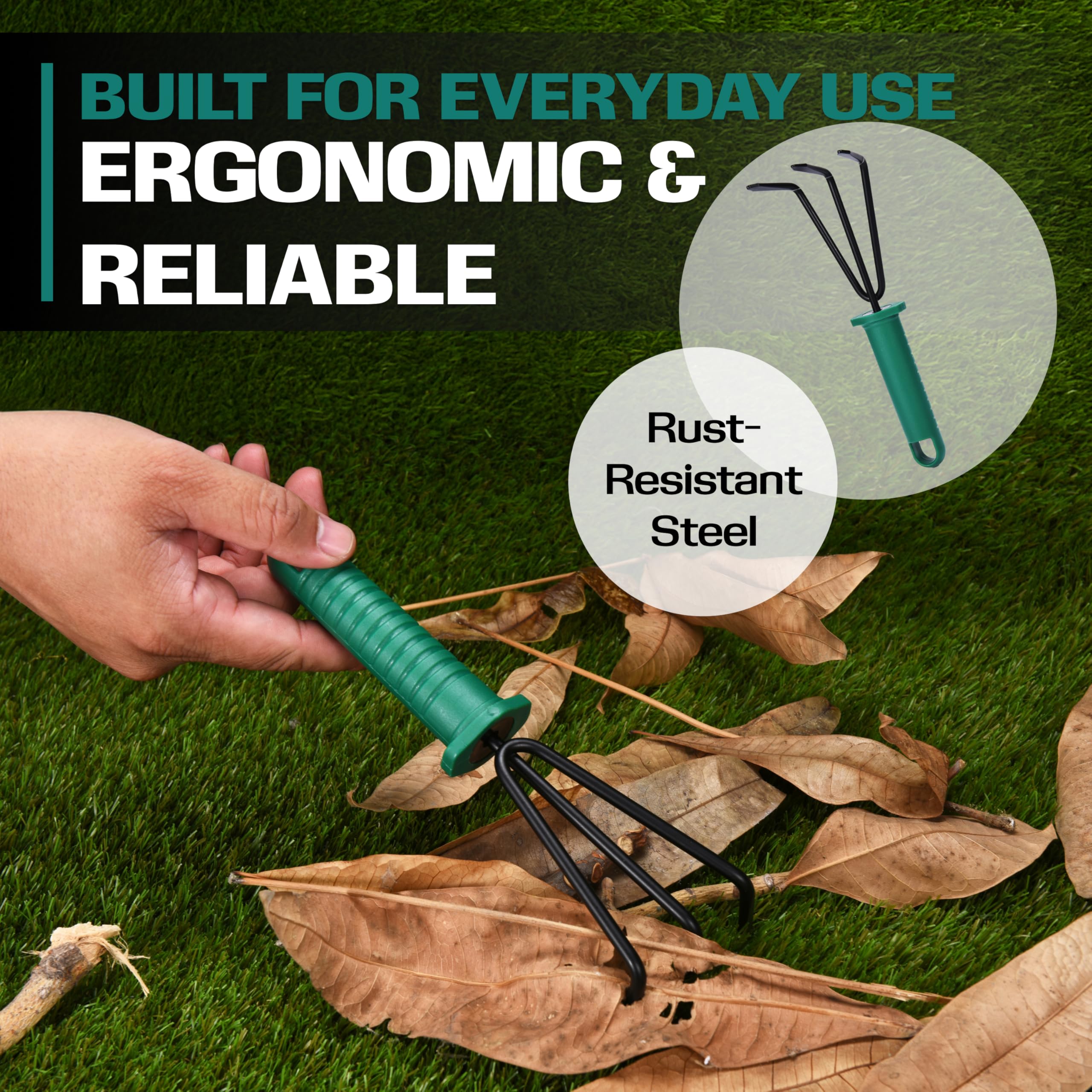 2wayz 5-Piece Garden Tool Set - Durable Stainless Steel Gardening Hand Tools with Portable Storage Box - Perfect for Planting, Weeding & Transplanting - Ideal Gift for Garden Lovers (3x12x7-inch) - Great for Small Gardens, Balcony Plants & Indoor Herb Kits