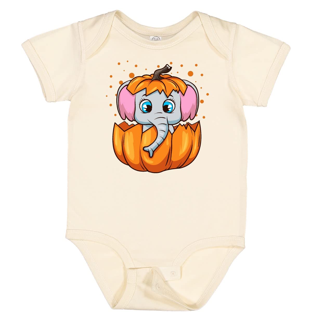 Inktastic Halloween Pumpkin Baby Elephant Bodysuit - Cute Infant Onesie for Boys & Girls - Perfect for Halloween Parties, Photo Shoots & Everyday Wear