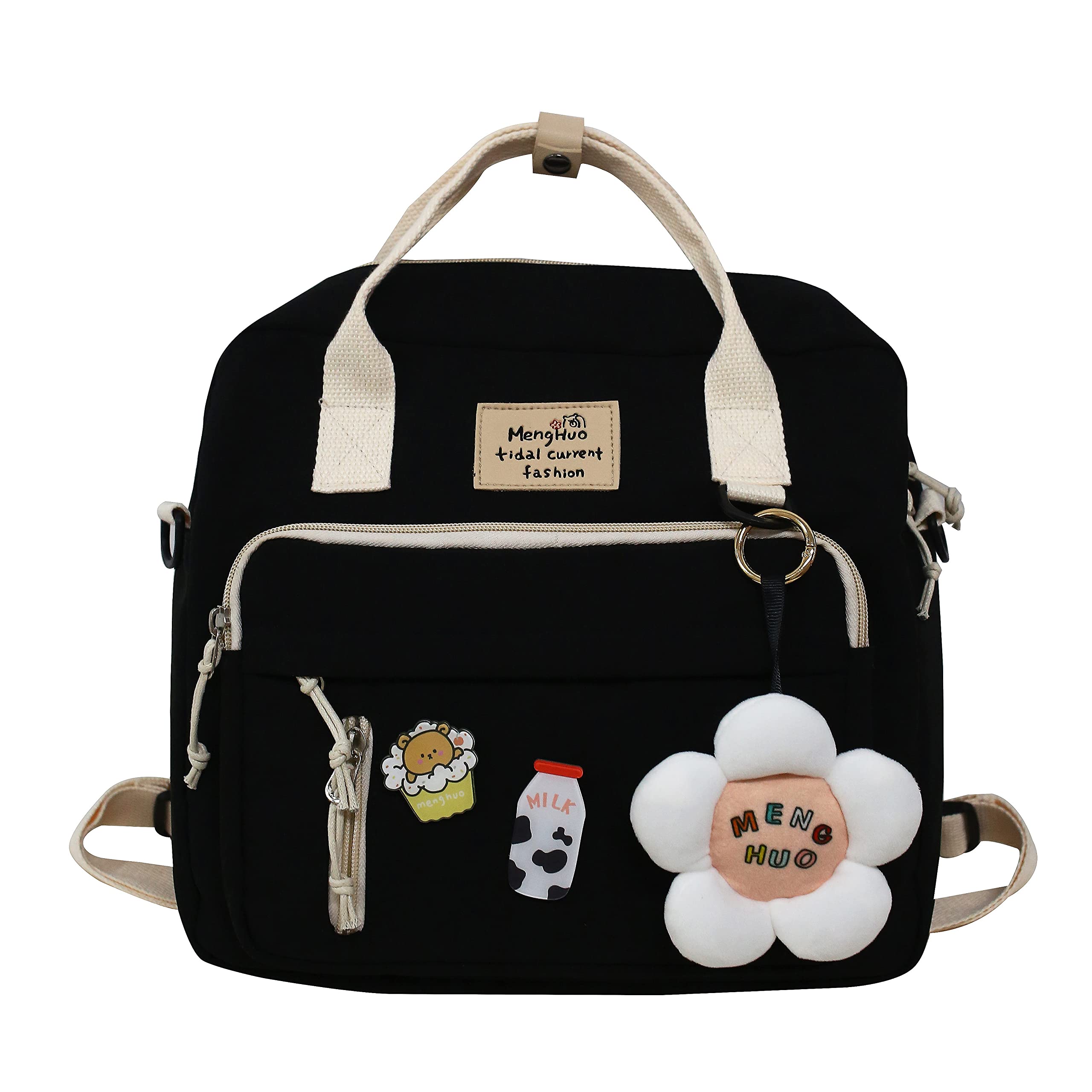 Stylish Kawaii Chiffon Backpack with Cute Pins & Accessories - Japanese School Bag for Girls & Women | Perfect for Anime Conventions, Cosplay & Daily Use