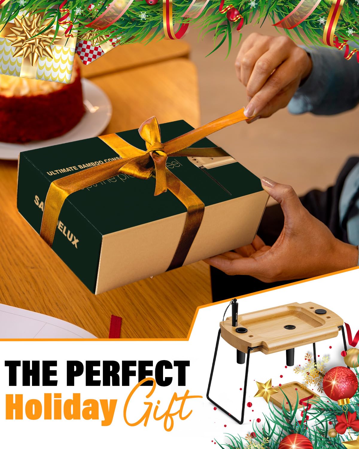 Foldable Wooden Rolling Tray Set with Cone Loader - Travel Smoking Kit for On-The-Go Use