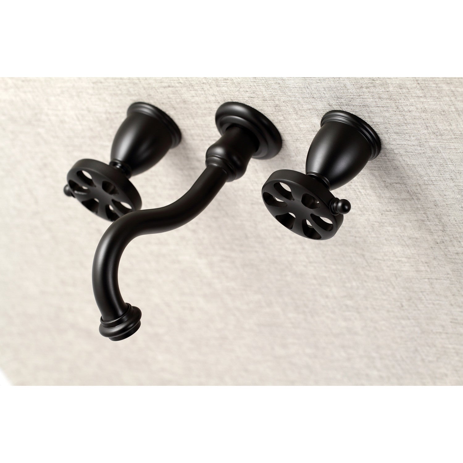 Belknap KS3120RX Matte Black Double Handle 3 Hole Wall Mount Bathroom Faucet - Perfect for Modern Bathrooms, Powder Rooms & Spa Settings