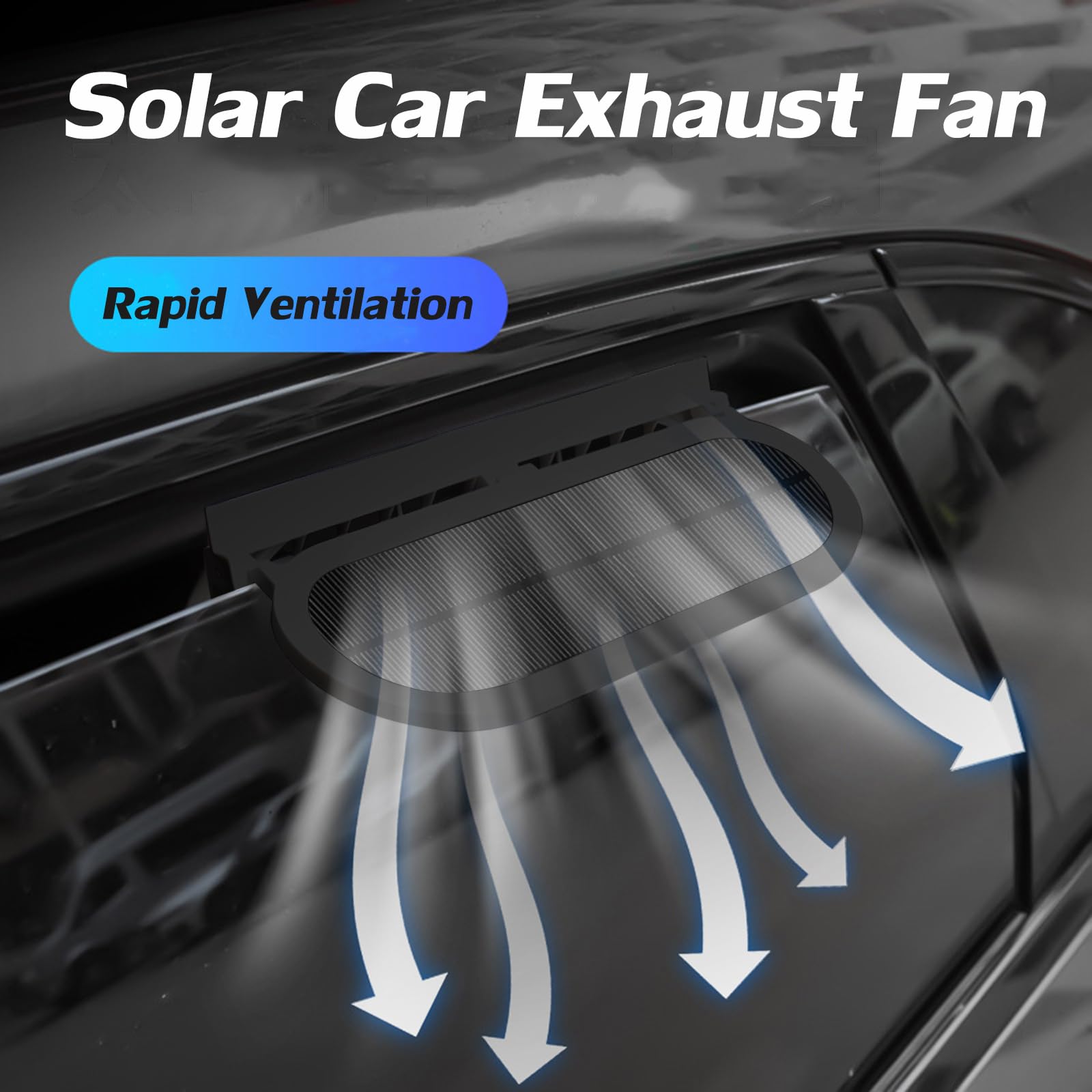 Solar Powered Car Exhaust Fan - 3 Outlet Auto Ventilation Cooler for Vehicle Windows, Radiator & Interior Cooling | Perfect for Summer Heat & Parking Ventilation (Black)