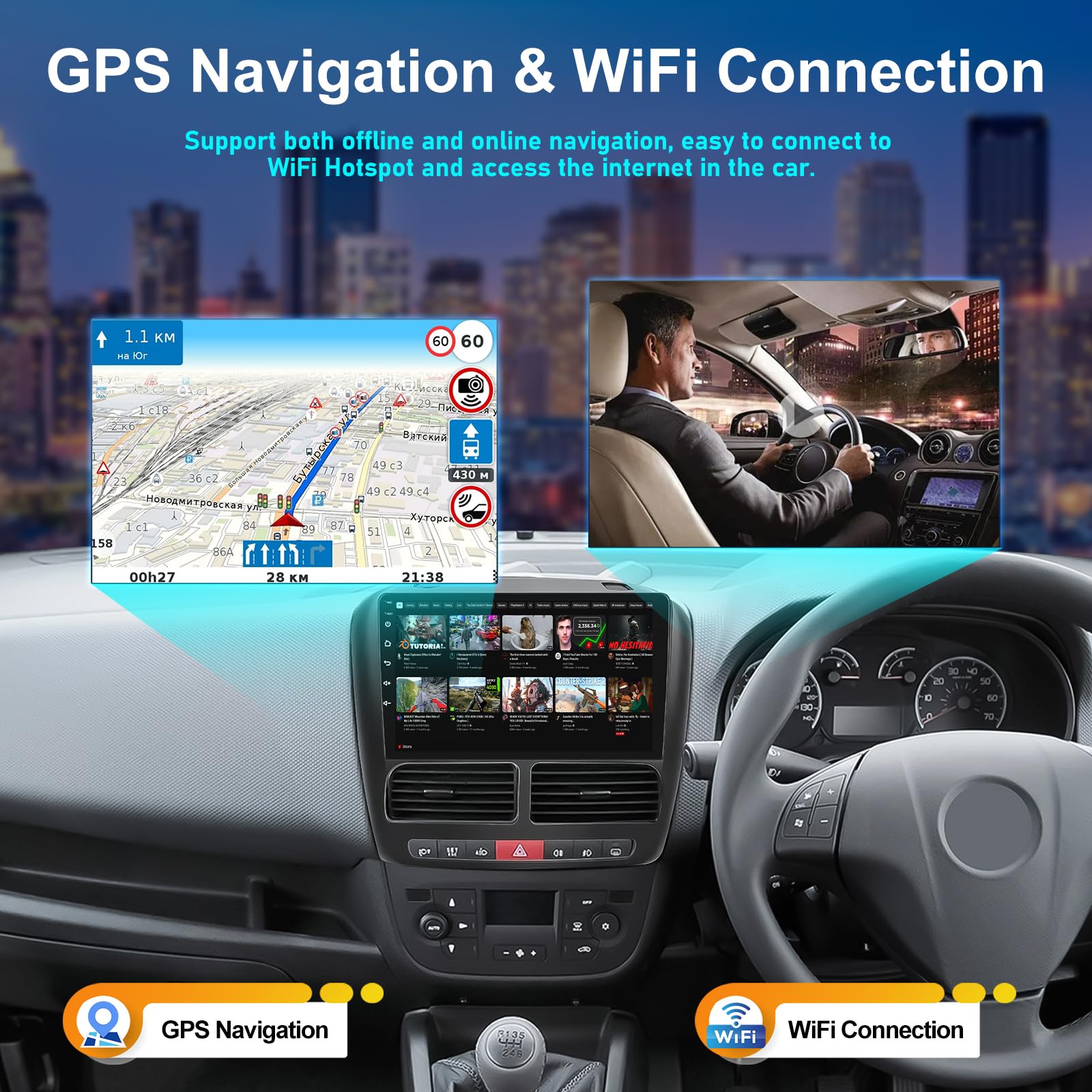 2G+64G Android 13 Car Stereo with Wireless CarPlay & Android Auto - 9