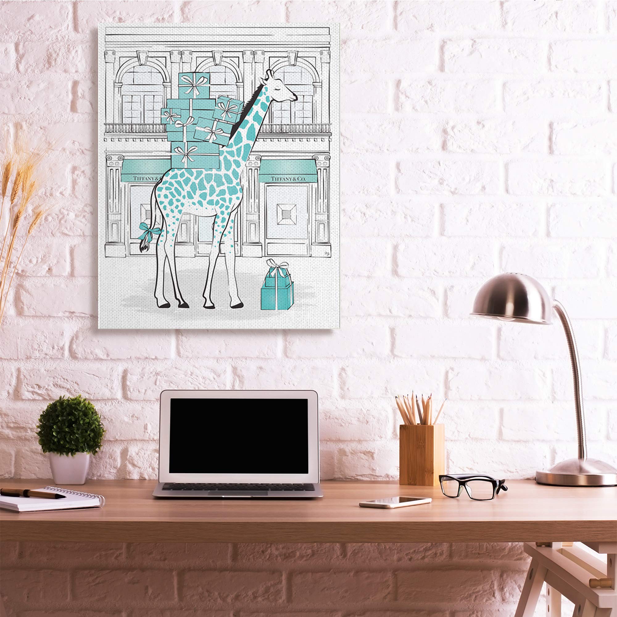 Stupell Industries Giraffe with Stacked Gift Boxes Canvas Wall Art - 36