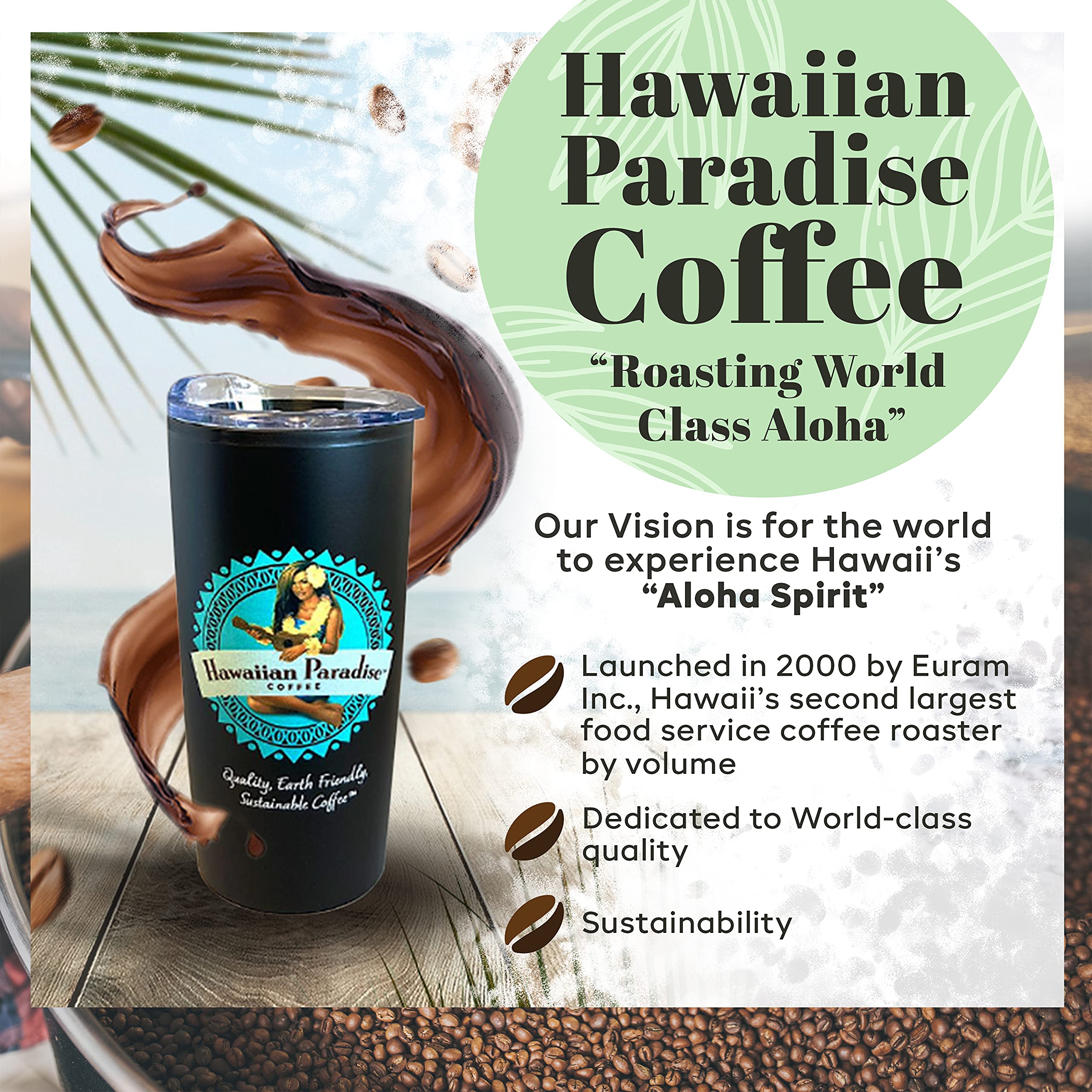 Premium Hawaiian Paradise Coffee - 100% Arabica Ground Coffee for Rich Bold Flavor - Perfect for Home Brewing & Gifts