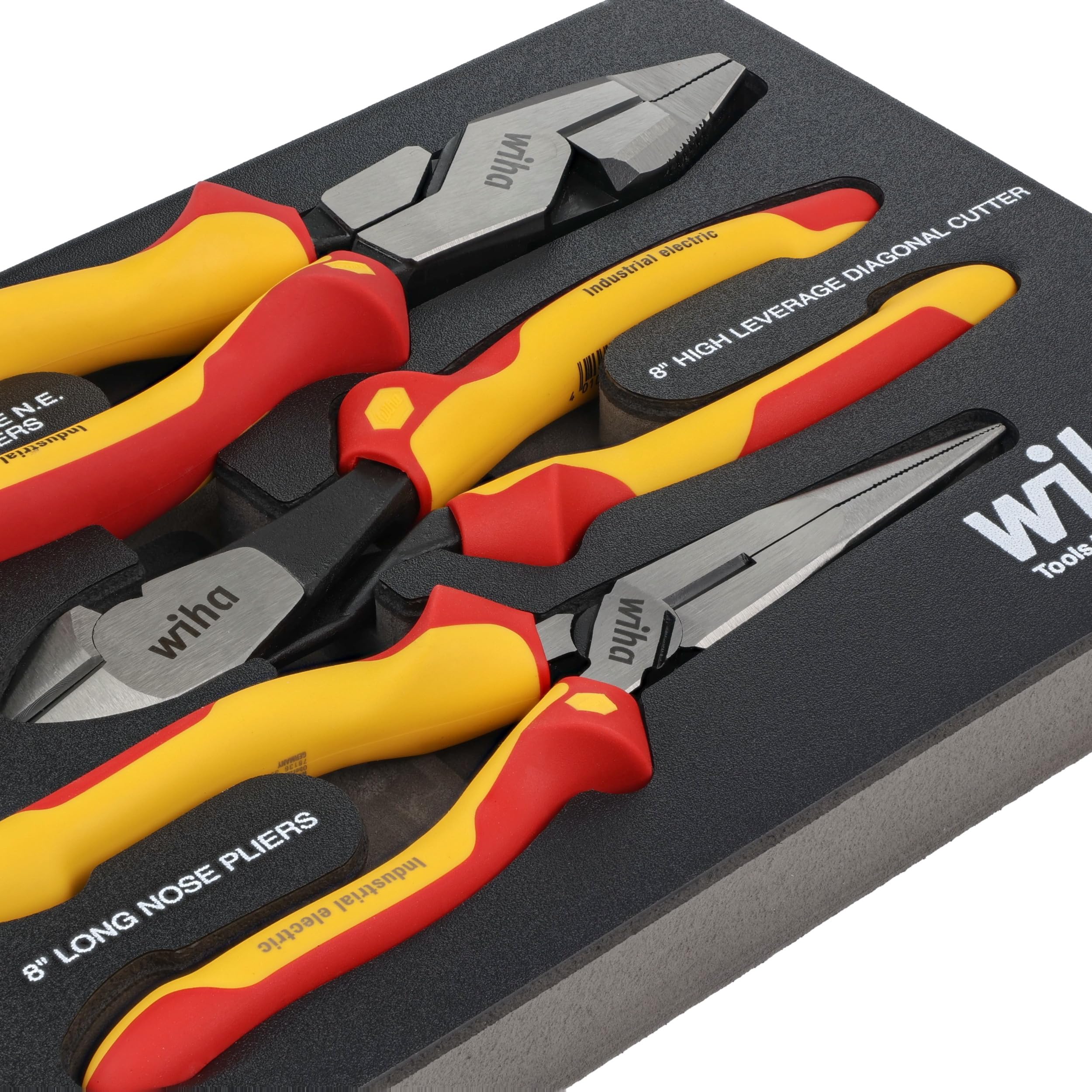 Wiha 32960 3-Piece Insulated Pliers and Cutters Set - Professional Electrical Tool Kit for Electricians, DIY Home Repairs & Industrial Maintenance