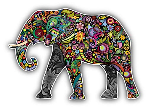 50 Pack Cheerful Elephant Indian Pattern Stickers for Scrapbooking, DIY Crafts, Bullet Journals - Perfect for Kids Art Projects, Calendar Decor & Album Embellishments