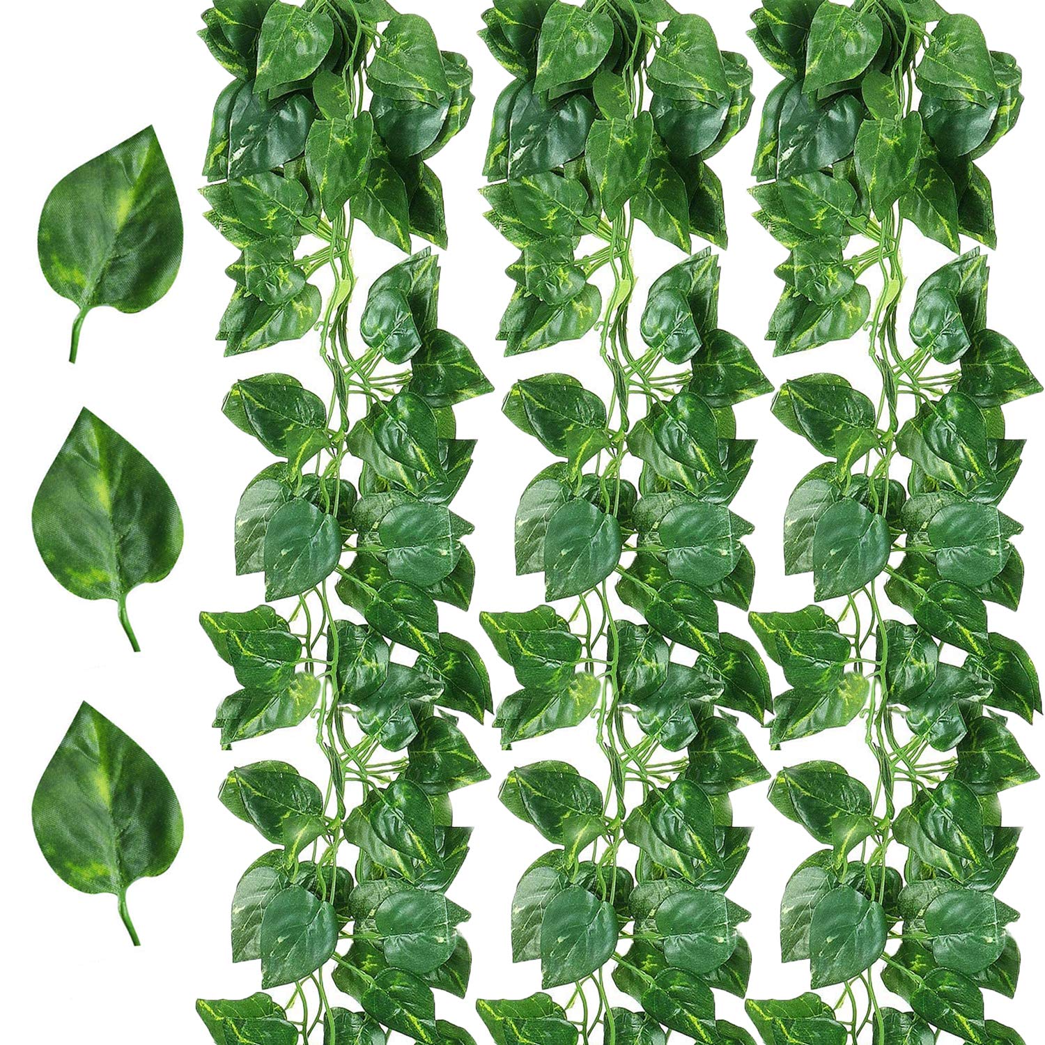 60 Strands 416Ft Artificial Ivy Garland - Fake Hanging Vines with Greenery Leaves for Home Decor, Wedding, Party, Garden & Wall Decoration (Scindapsus Vines) - Perfect for Indoor/Outdoor Spaces, Backdrops & Event Centerpieces