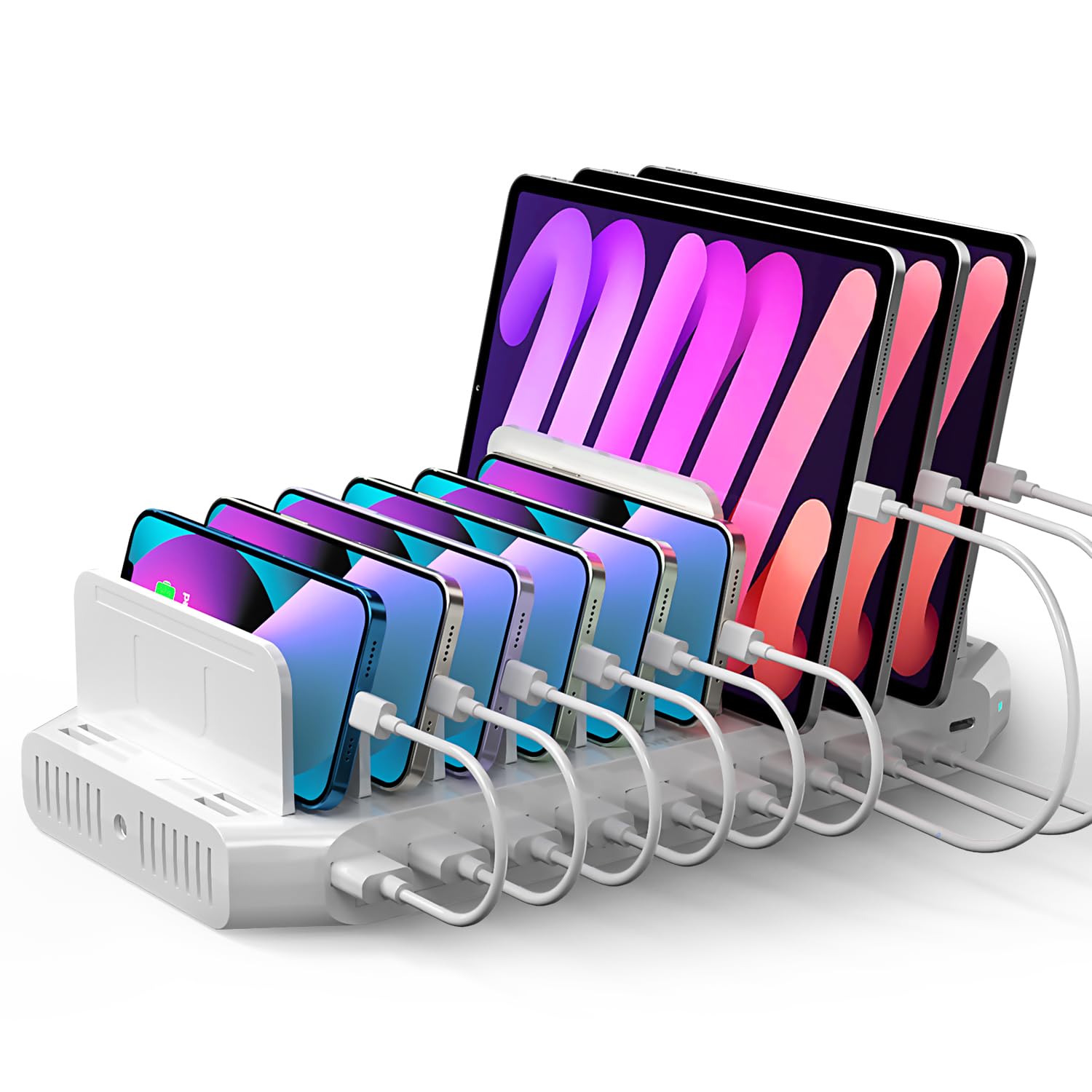 Unitek 120W 10-Port USB C Charging Station - Fast Charging for iPhone, iPad & Smartphones - Perfect for Office & Home Use