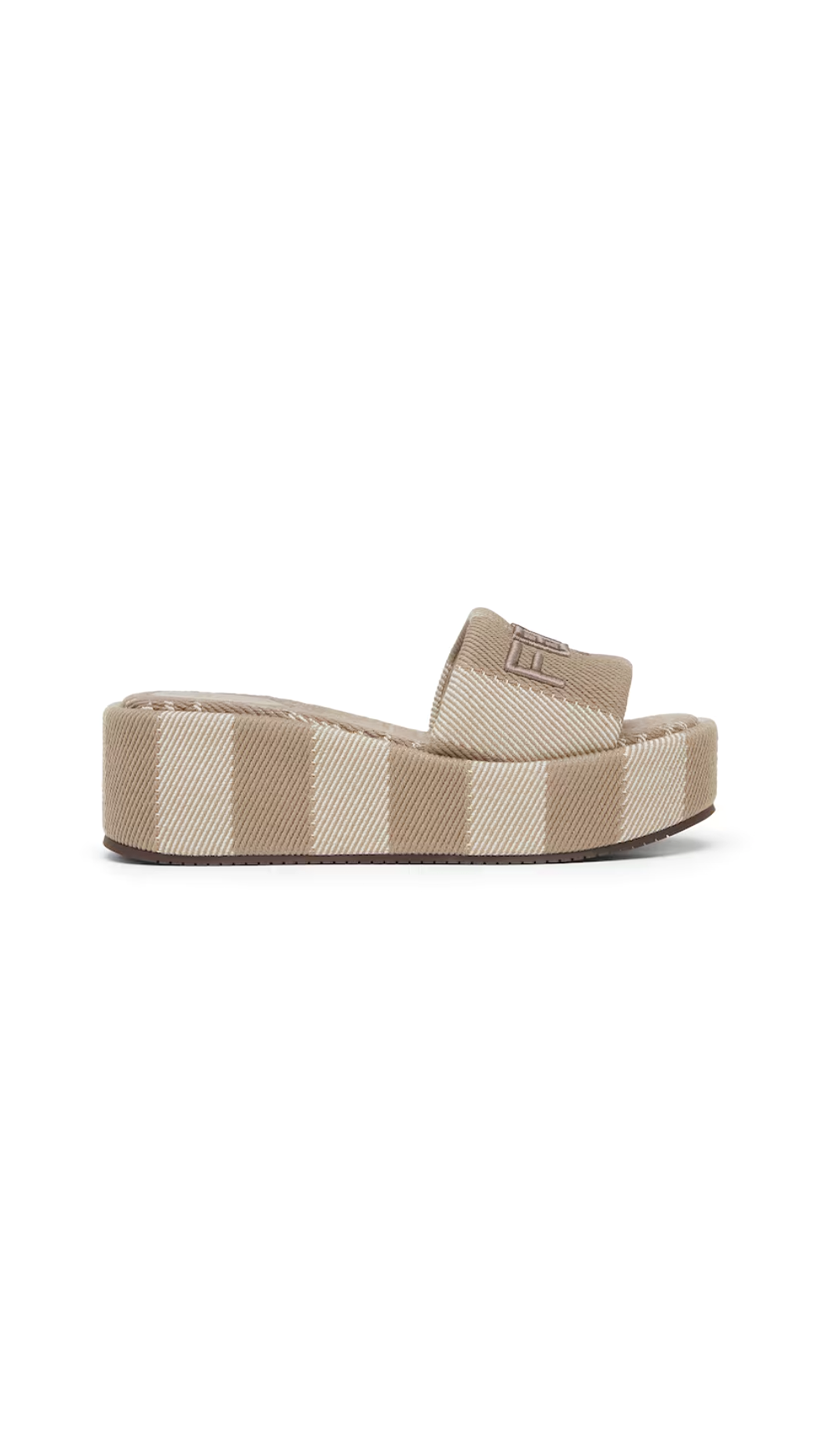 Fendi Sunshine Platform Slides for Women - Dove Grey Sandals | Luxury Designer Summer Slide Sandals for Beach, Pool, and Casual Outings