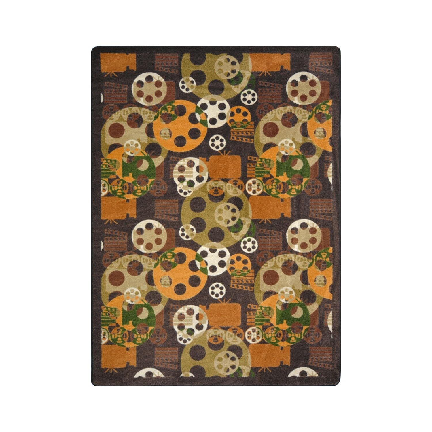 Joy Carpets Any Day Matinee Blockbuster Theater Area Rug in Brown - Perfect for Home Theater, Living Room, and Cozy Movie Nights
