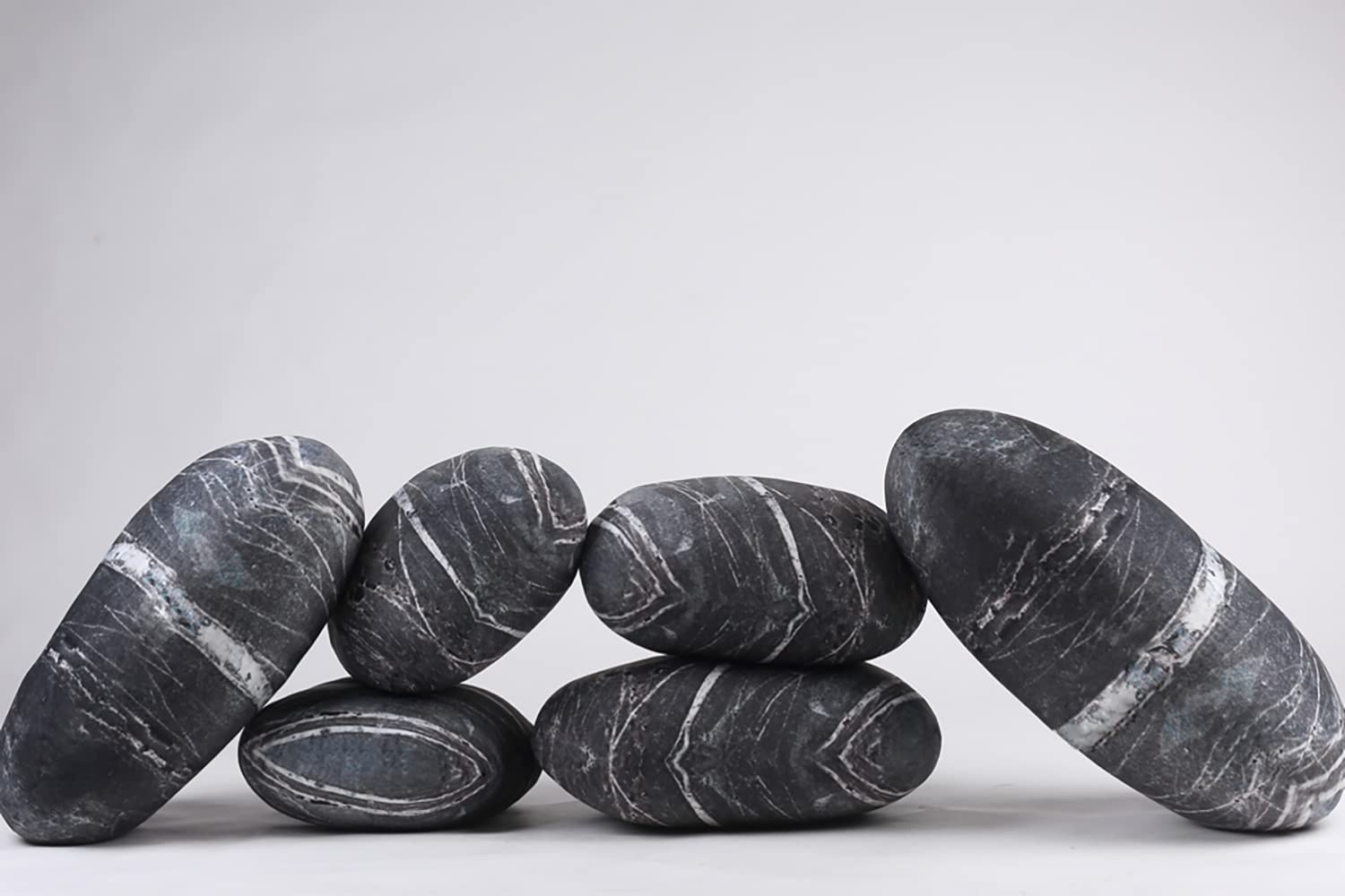 Johnear Stuffed Stone Plush Pillow Set - 3D Oval Round Ball Large Throw Pillow for Home Decor, Nursery & Playroom | Soft Floor Cushion for Garden, Lawn & Outdoor Use | Comfortable Backrest Pillow for Kids & Adults (Set of 3) - Perfect for Lounging, Reading & Relaxing in Bedroom, Living Room or Kindergarten