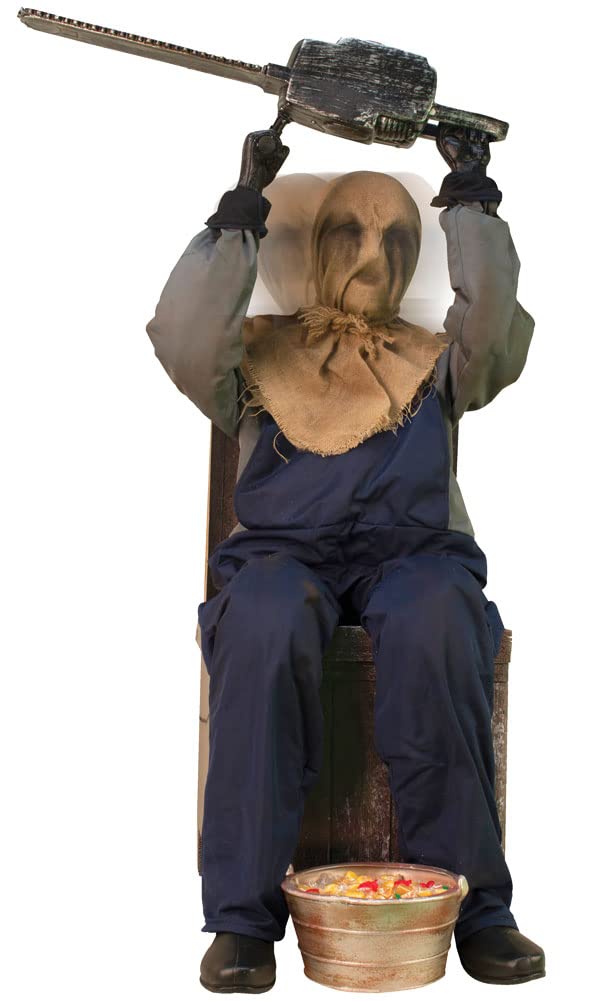 Tekky 40.5 Inch Tall Chainsaw Greeter Statue - Halloween & Christmas Yard Decoration, Horror Movie Fan Gift, Party & Haunted House Prop
