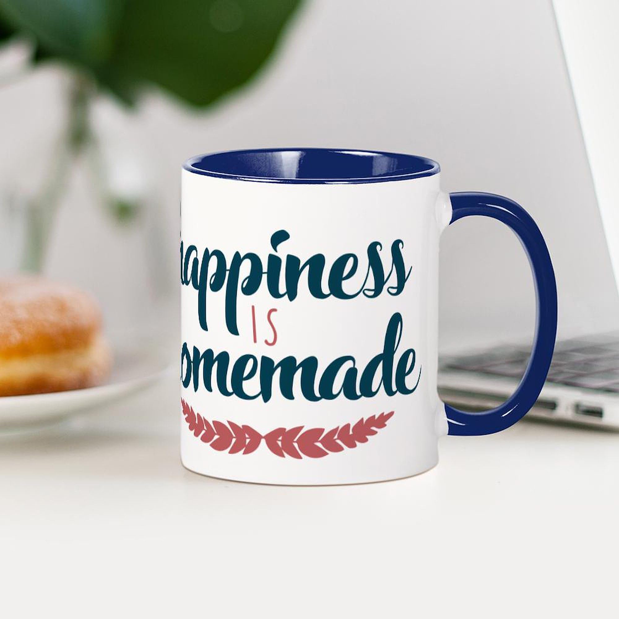Happiness Is Homemade 11 oz Ceramic Coffee Mug - 325ml Inspirational Tea Cup for Home, Office & Gifts | Perfect for Coffee, Tea & Hot Beverages