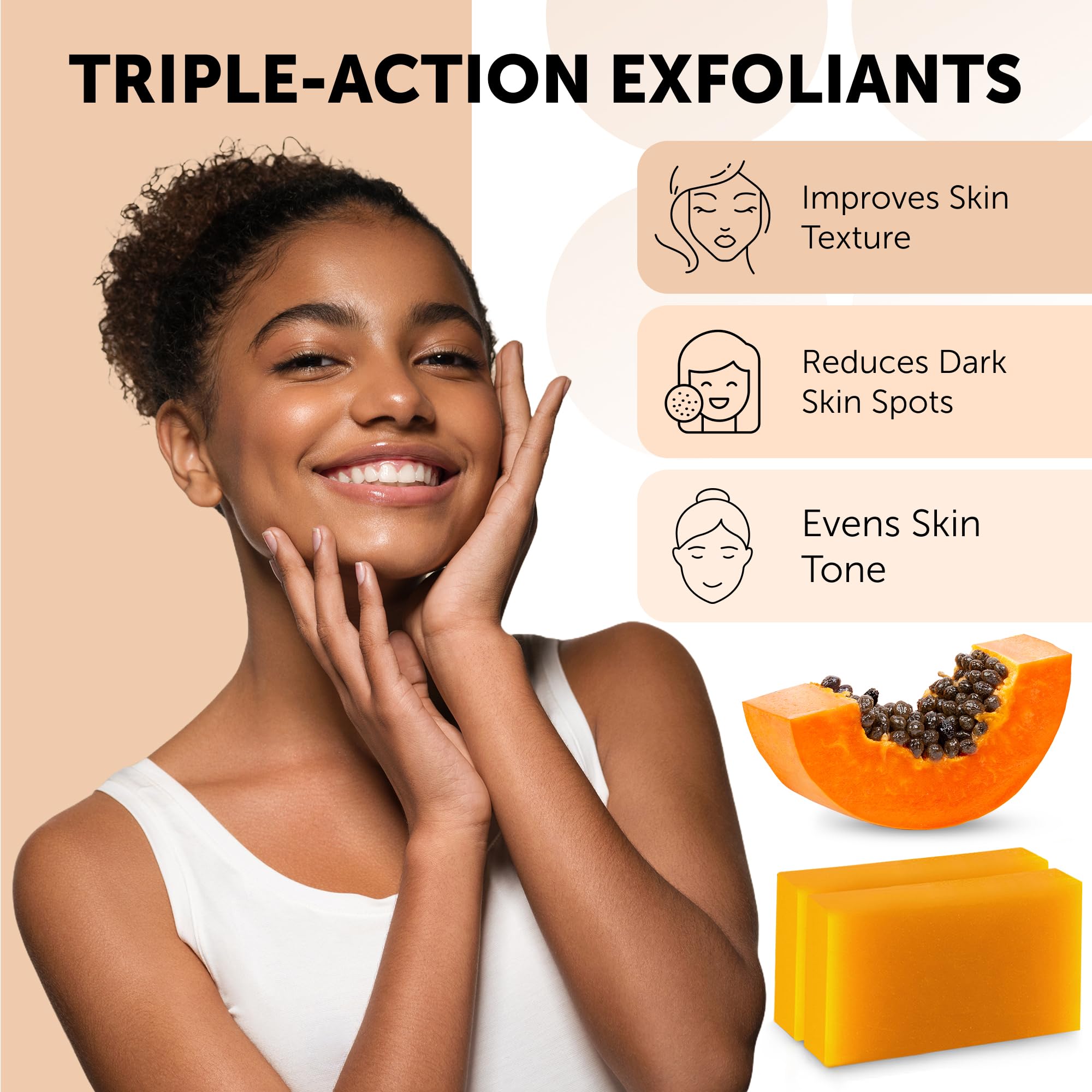 VALITIC Papaya & Turmeric Kojic Acid Soap Bar for Dark Spot Removal - Skin Brightening & Even Tone Cleanser with Vitamin C, Hyaluronic Acid, Collagen - 2 Pack - Perfect for Face & Body Care, Acne Treatment & Hyperpigmentation Correction