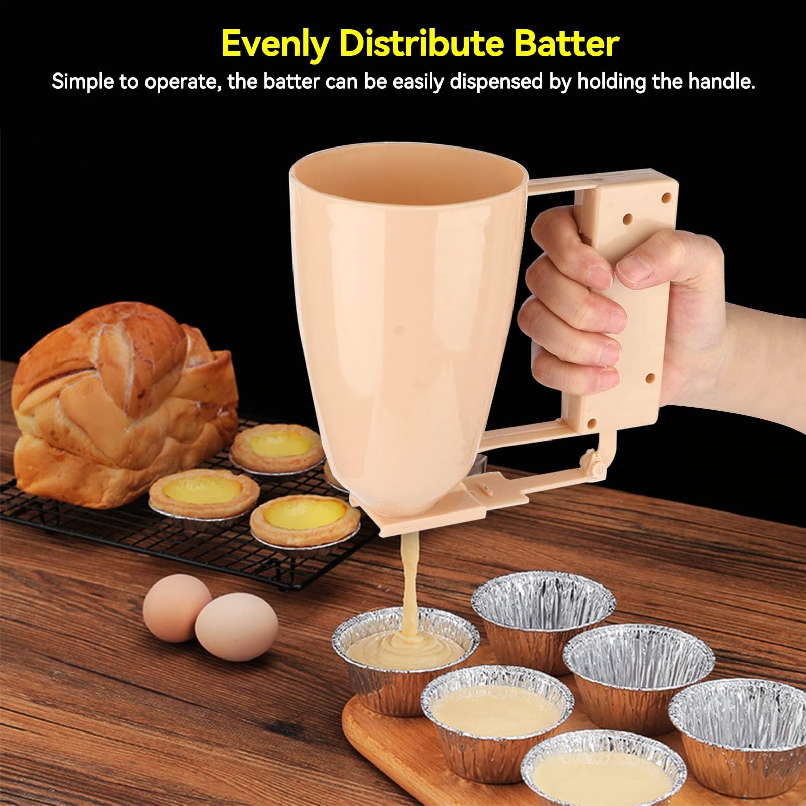 **Pancake Batter Dispenser - Manual Batter Dispenser for Pancakes, Cupcakes, Waffles & Cookies - Handheld Kitchen Baking Tool for Easy & Mess-Free Batter Pouring**    *(Perfect for Breakfast, Brunch, Baking Parties & Family Cooking Fun!)*