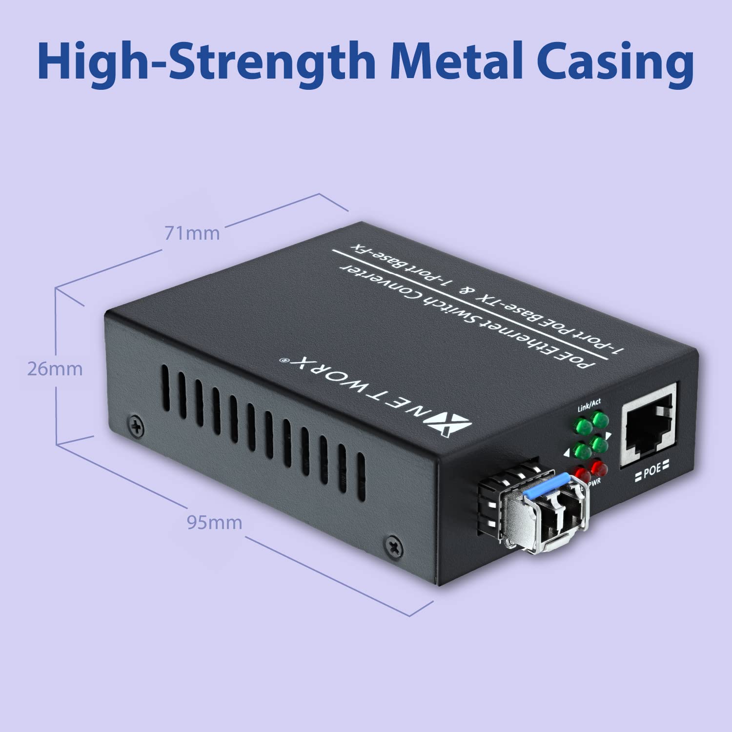 Networx® Gigabit Ethernet Fiber Media Converter - UTP to 1000Base-LX - LC Multimode, 550m, 1300/1310nm | High-Speed Network Conversion for Office, Data Center & Industrial Applications