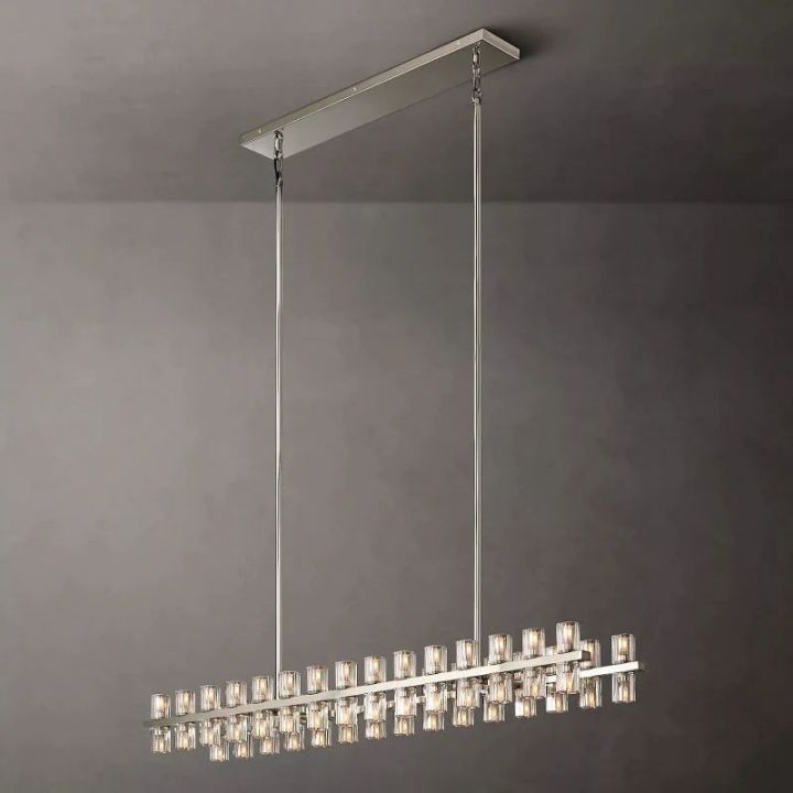 Elegant Aurora Wine Glass Rectangular Chandelier - 54 Inch Modern Crystal Ceiling Light for Dining Room, Living Room & Bedroom Decor