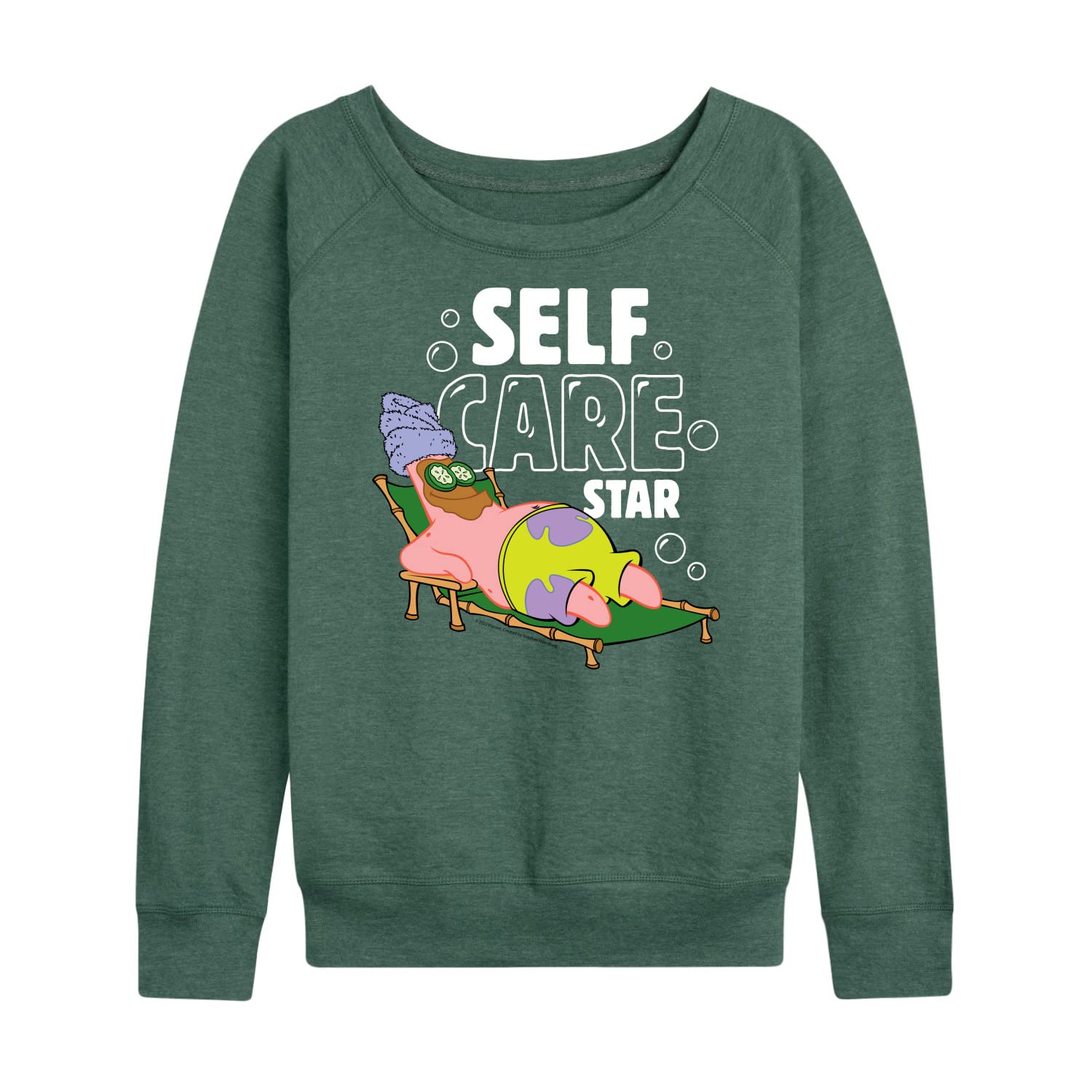 HYBRID APPAREL SpongeBob SquarePants Self Care Star Women's Lightweight French Terry Pullover Hoodie - Casual Loungewear for Home, Work & Everyday Comfort