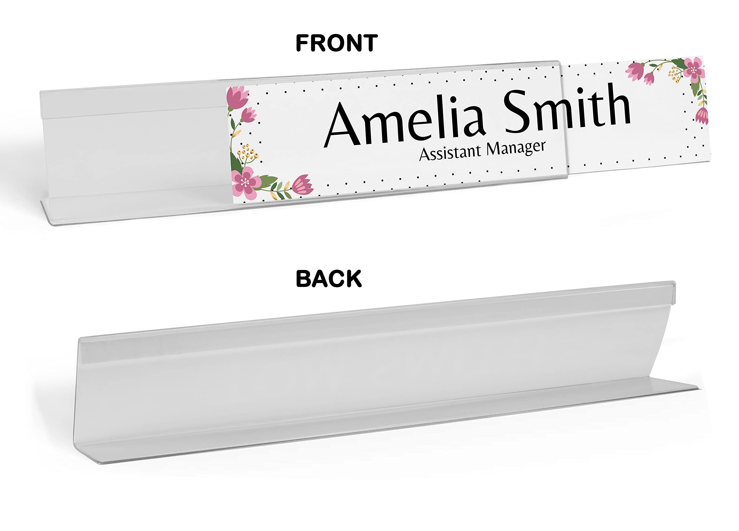 Custom Acrylic Office Desk Name Plate - Hand-Painted Floral Design - Personalized 2x10 Inches - Perfect for Corporate Gifts, Home Office Decor & Reception Desk Name Signs