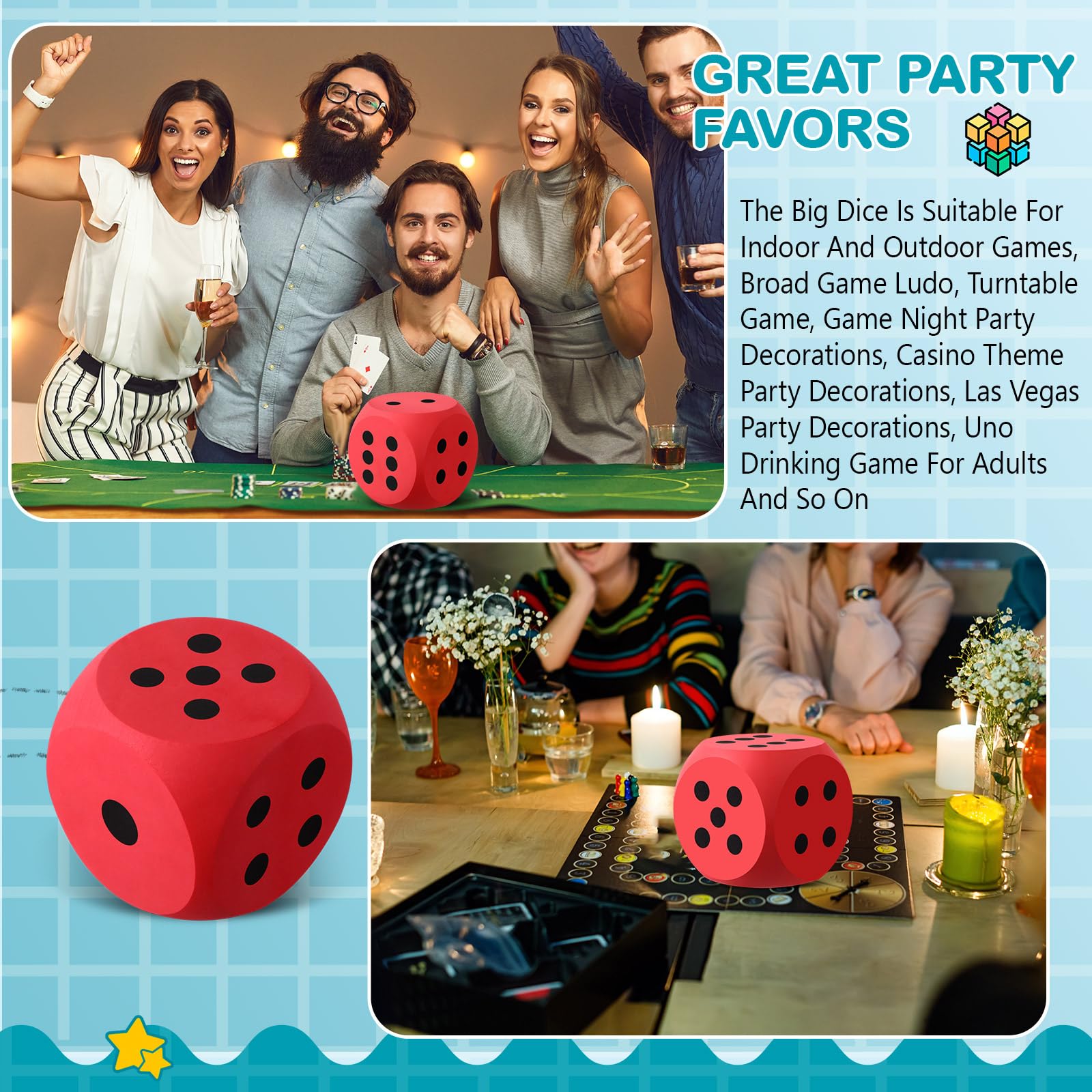 Shappy 6 Inch Large Foam Dice Set - Soft EVA Educational Toy for Kids, Giant Building Blocks for Game Nights, Math Learning & Classroom Activities (Red, 1 Piece) - Perfect for Family Board Games, Preschool STEM Toys & Party Decorations