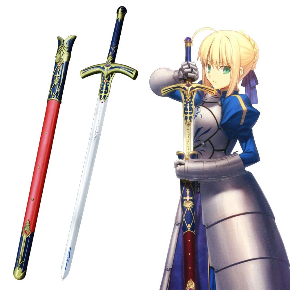 Fate Stay Night & Fate Grand Order Saber Anime Cosplay Sword - Excalibur Replica with Blue Scabbard | Perfect for Cosplay, Collectors, and Display