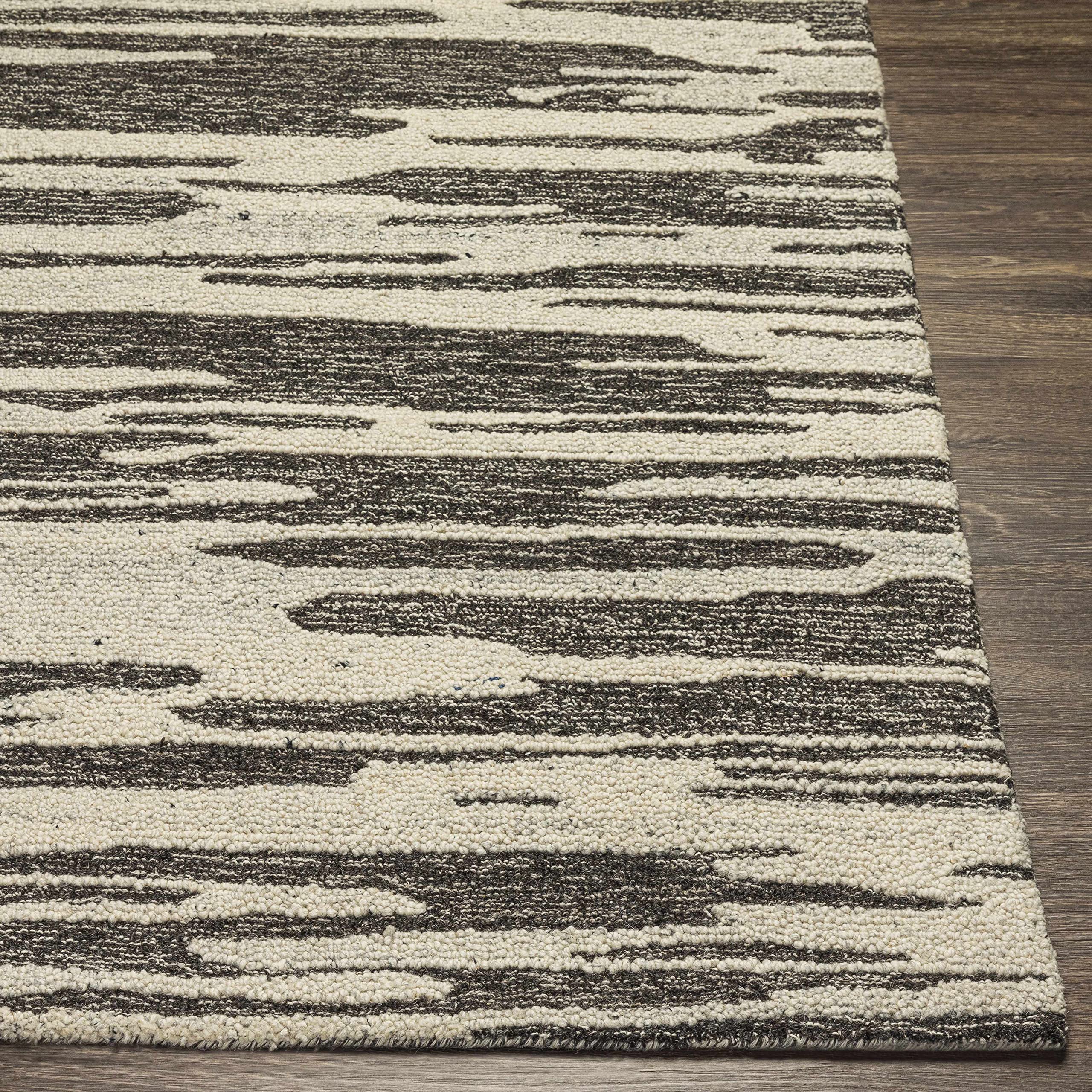 Premium Hauteloom Pangascasan Wool Area Rug for Living Room & Bedroom - Soft Black, Gray, Beige 8'10