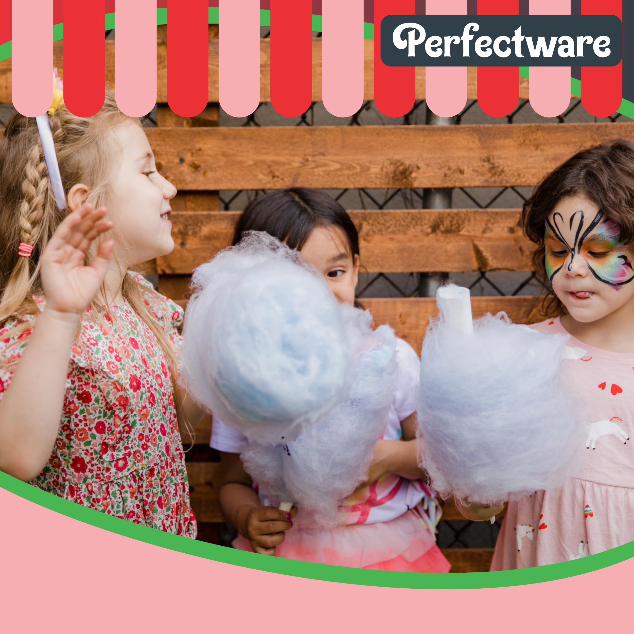 Premium Cotton Candy Bags - 100 Count (PW-Cotton Candy Bags) - Perfect for Birthday Parties, Carnivals & Candy Buffets - Bulk Pack for Cotton Candy Cones & Sweet Treats