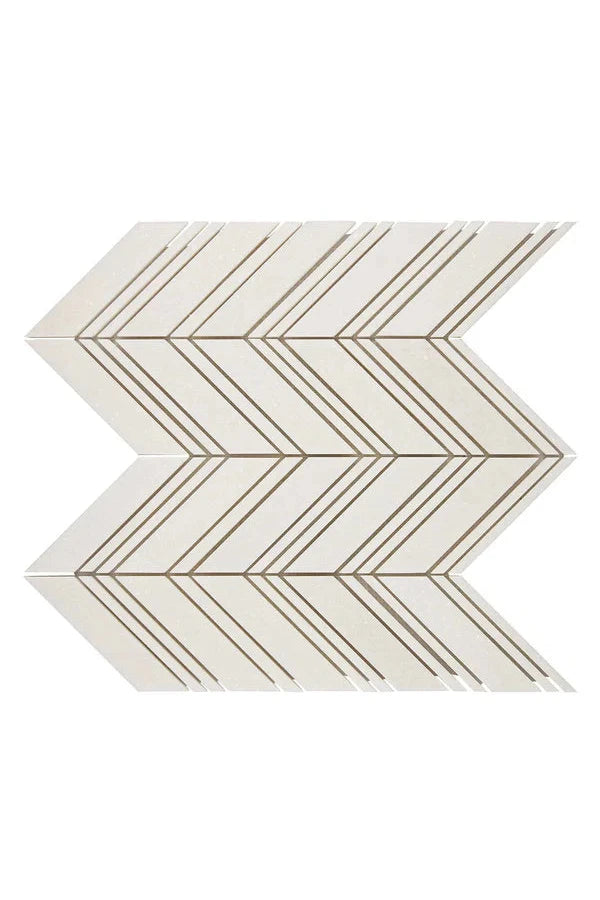 White Thassos Marble Chevron Mosaic Tile - Premium Natural Stone Backsplash for Kitchen, Bathroom & Shower - Elegant Hexagon Pattern for Walls and Floors