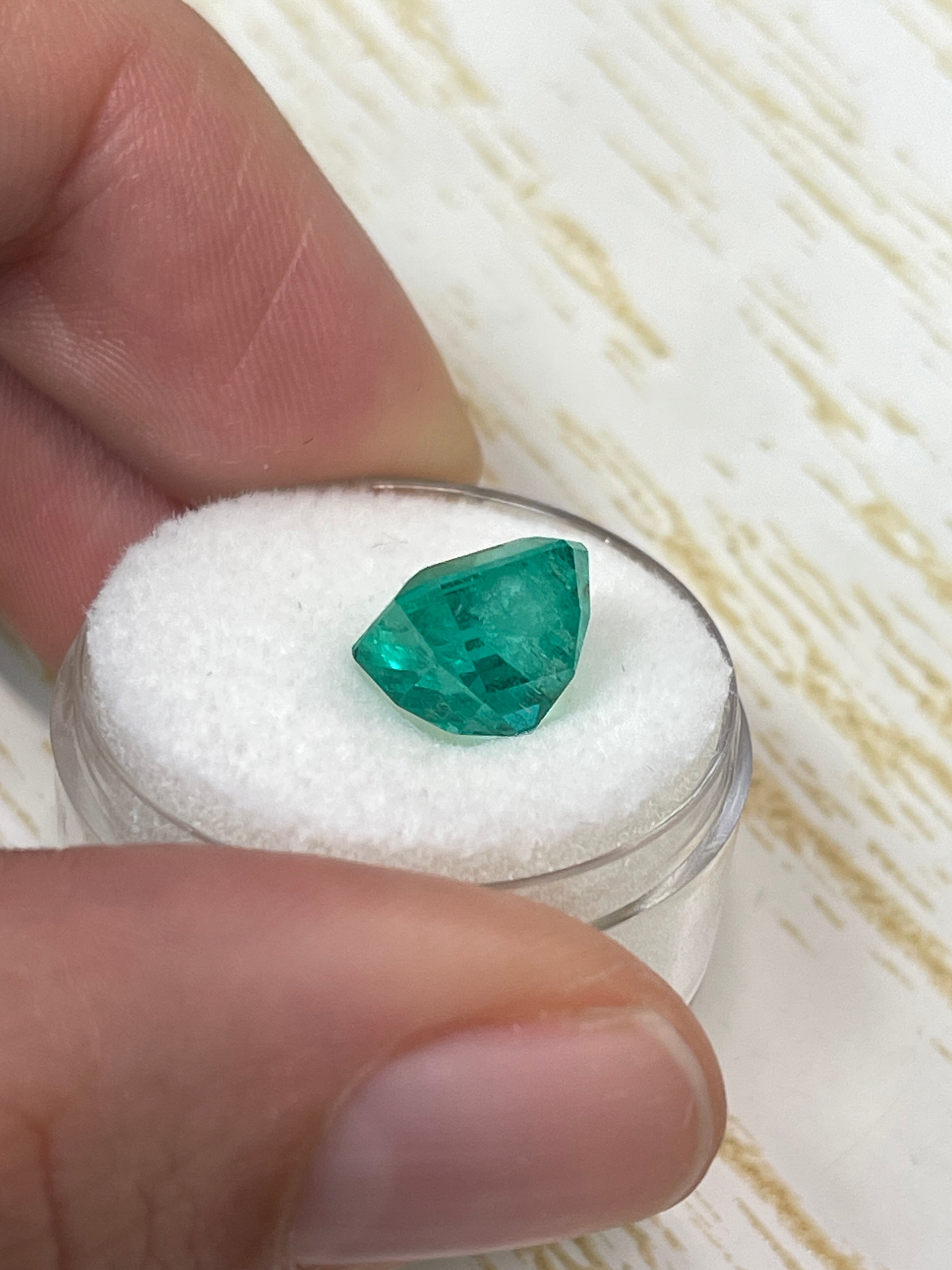 4.22 Carat 9x9mm Vivid Muzo Natural Loose Colombian Emerald Asscher Cut Gemstone for Jewelry Making & Engagement Rings