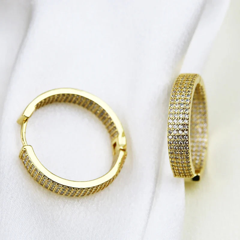 5 Pairs Classic Hoop Earrings - Pave Zircon Gold Plated Elegant Women's Jewelry Set for Party, Wedding, Anniversary Gift | Perfect for Everyday Wear & Special Occasions