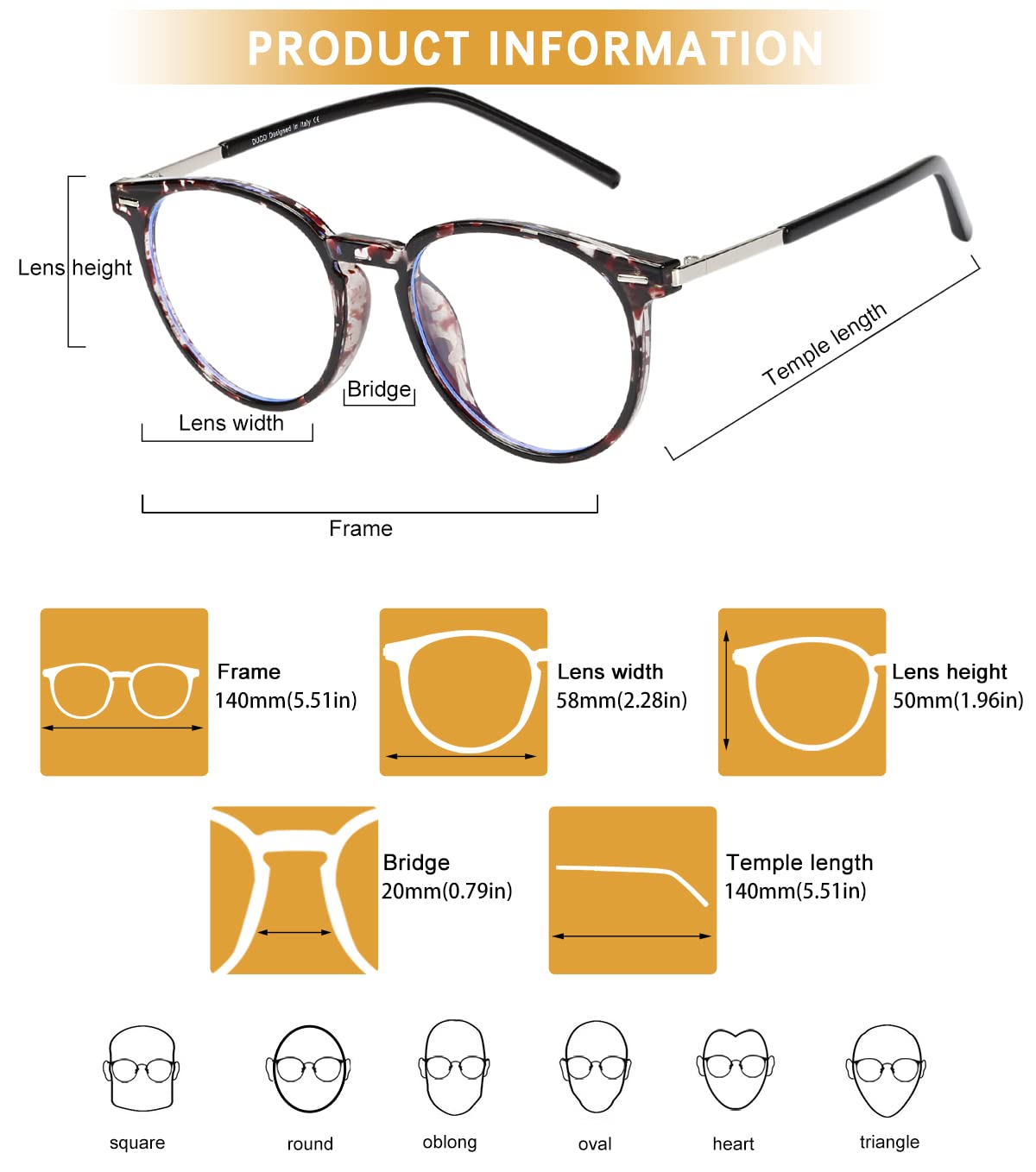 DUCO Retro Blue Light Blocking Glasses for Women & Men - Computer & Gaming Use