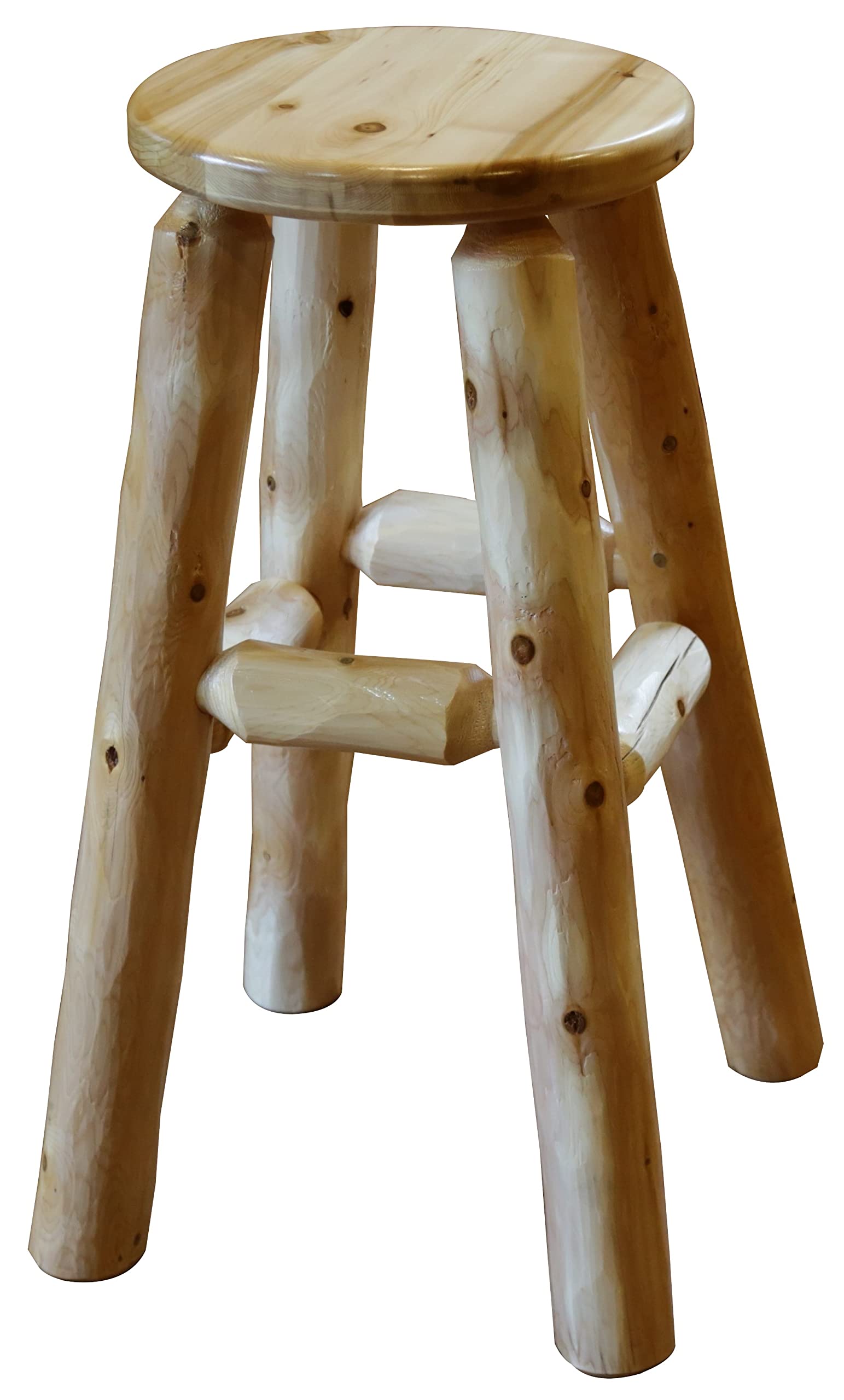 White Cedar Log Counter Height Barstool - Rustic Farmhouse Bar Stool for Kitchen Island, Breakfast Nook & Outdoor Patio - Solid Wood Barstools with Back Support - Furniture Barn USA