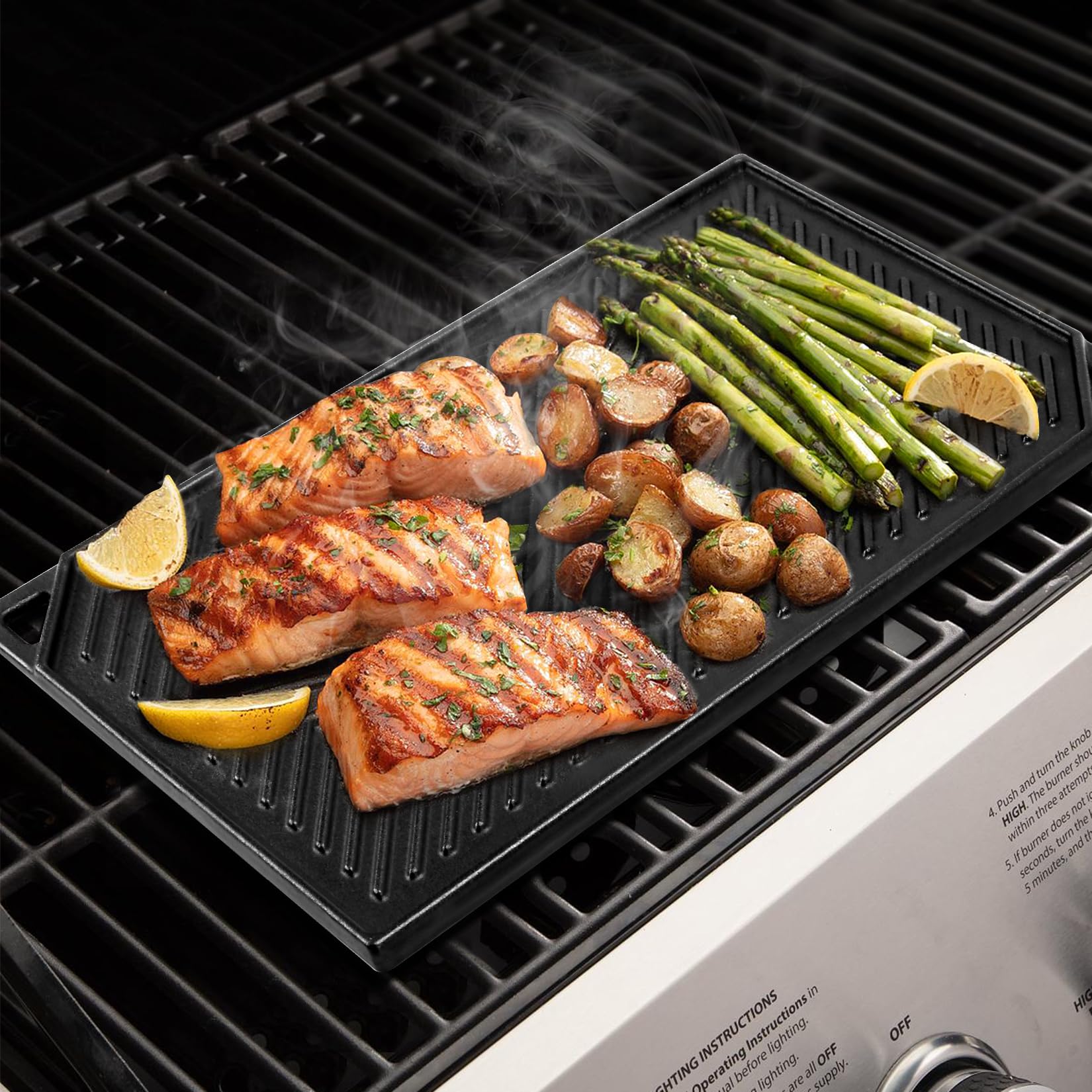 GGC Reversible Cast Iron Griddle - 16.5