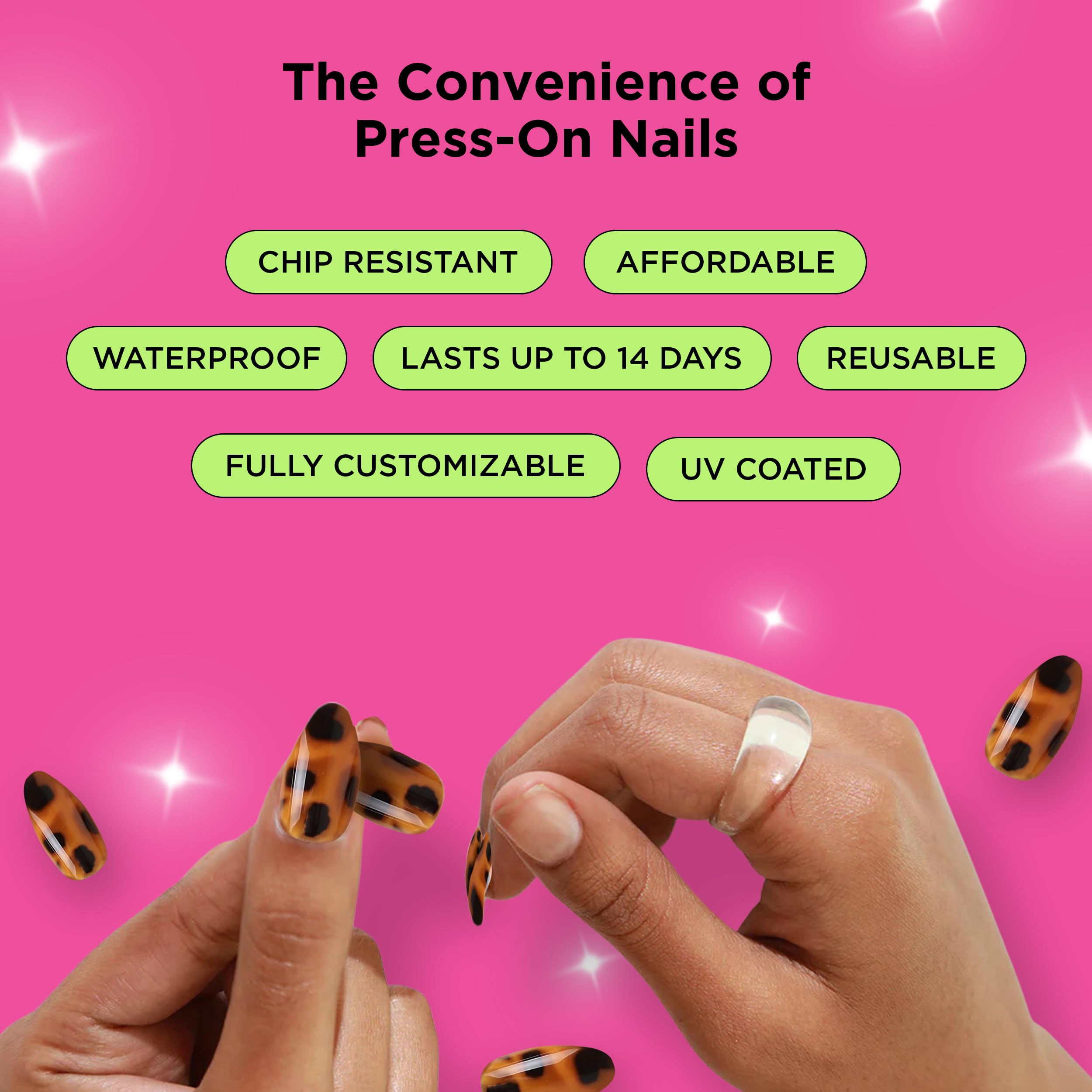 PaintLab Press-On Nails Manicure Kit - 24-Piece Pink Coquette Fake Nails with Glue, Nail File, Prep Pad & Cuticle Stick | Long-Lasting Artificial Nails for Women | Perfect for Parties, Weddings & Everyday Wear