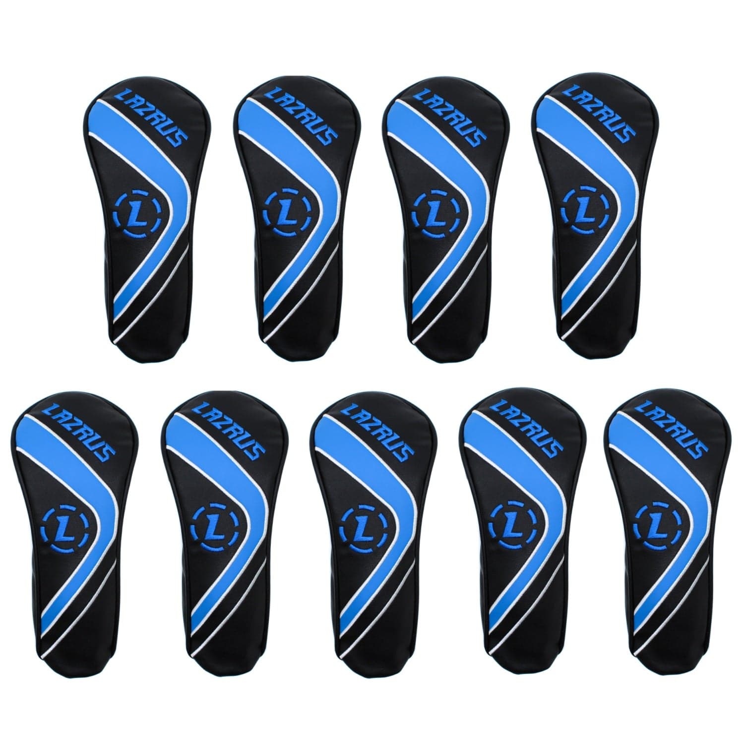 Lazrus Premium Black Hybrid Wood Head Covers for Golf Clubs - Individual or Set of 3/5 (Driver, Fairway, Putter) - Perfect for Golf Course, Driving Range & Club Protection