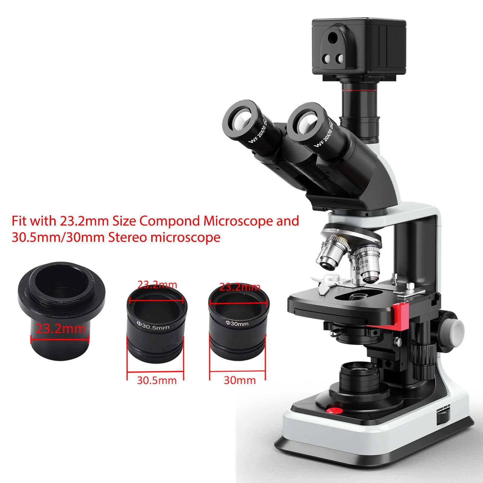 48MP 2K Full HD Digital Microscope Camera with USB & HDMI - Compatible with Windows 7/8/10 & Mac - Includes C-Mount 25mm/30mm/30.5mm Adapters & Software Calibration - Perfect for PCB Repair, Jewelry Inspection, Coin Collecting & Biological Research