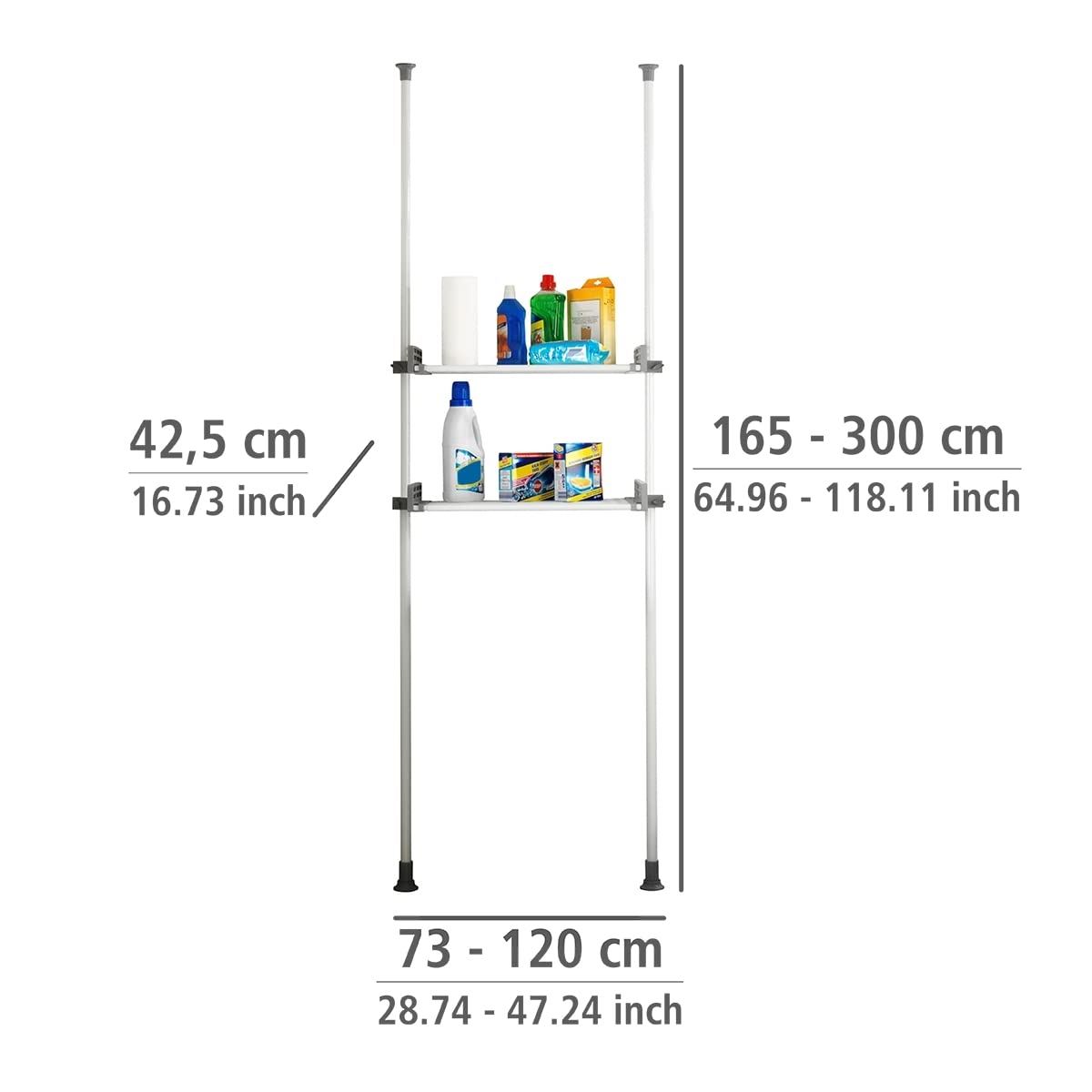 WENKO Hercules Heavy Duty Laundry Room Storage Shelf - No Drill Kitchen Organizer Rack - Space Saving Over Toilet Storage Unit (16.5