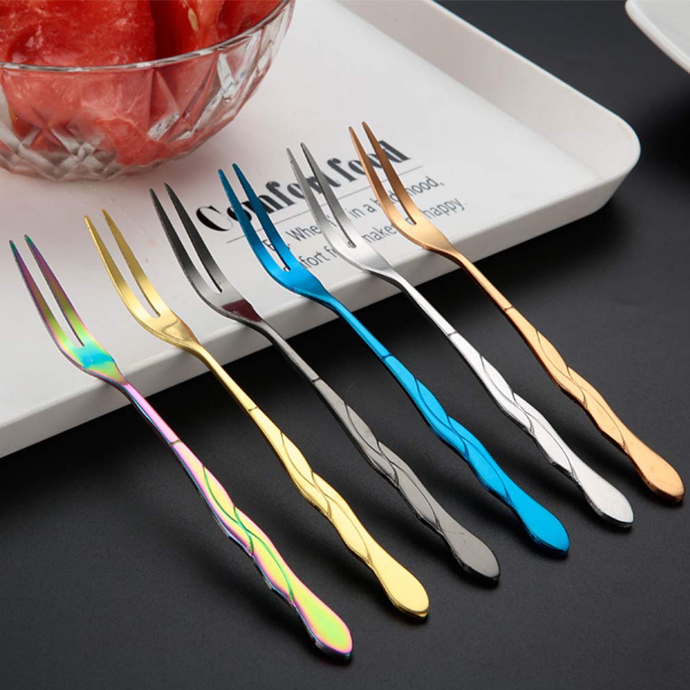 10-Piece Reusable Stainless Steel Fruit Forks - Elegant Party Fruit Picks for Appetizers, Desserts, and Charcuterie Boards | Perfect for Weddings, BBQs, and Cocktail Parties