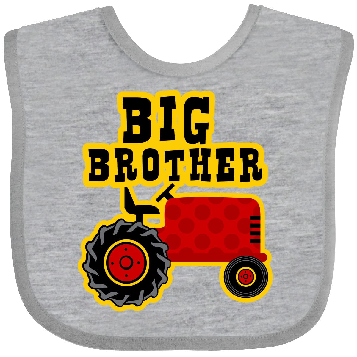 Inktastic Red Tractor Big Brother Baby Bib - Soft Cotton Drool Bib for Infants & Toddlers - Perfect for Feeding Time, Playtime & Photo Shoots