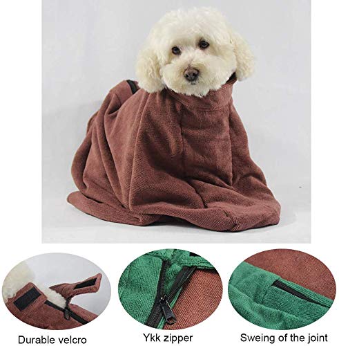 Premium Microfiber Dog Bathrobe Towel - Soft & Absorbent Brown Pet Robe (M: 82cm Length x 62cm Width) - Perfect for Post-Bath Drying, Grooming, and Spa Days at Home