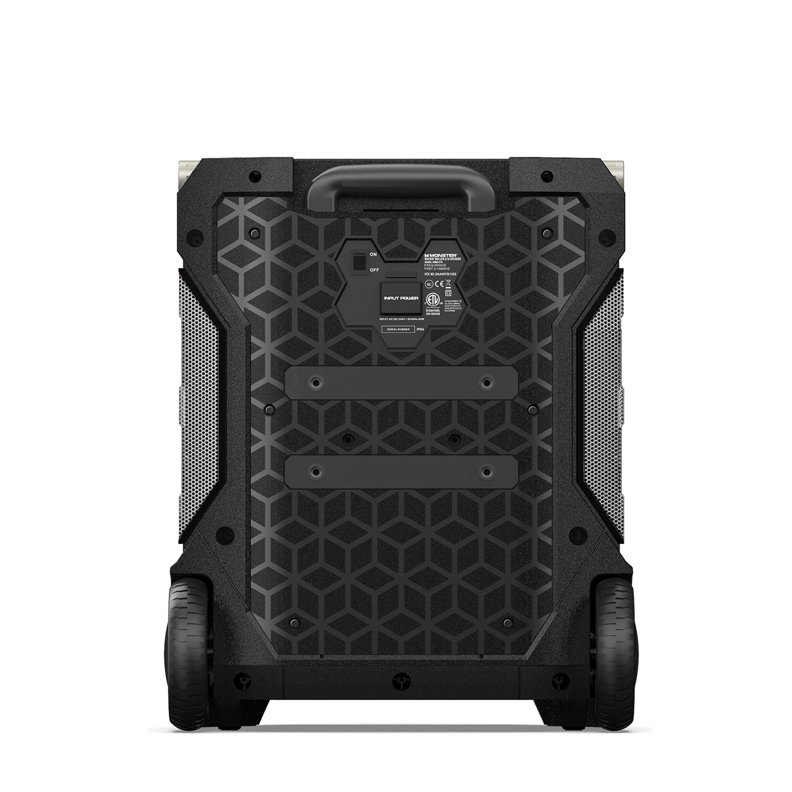 Monster Rockin' Roller 270 Portable Wireless Speaker - 200W Powerful Sound, 100H Playtime, IPX4 Waterproof, Qi Charging, TWS Pairing (Renewed) - Perfect for Outdoor Parties, Beach Trips & Home Entertainment