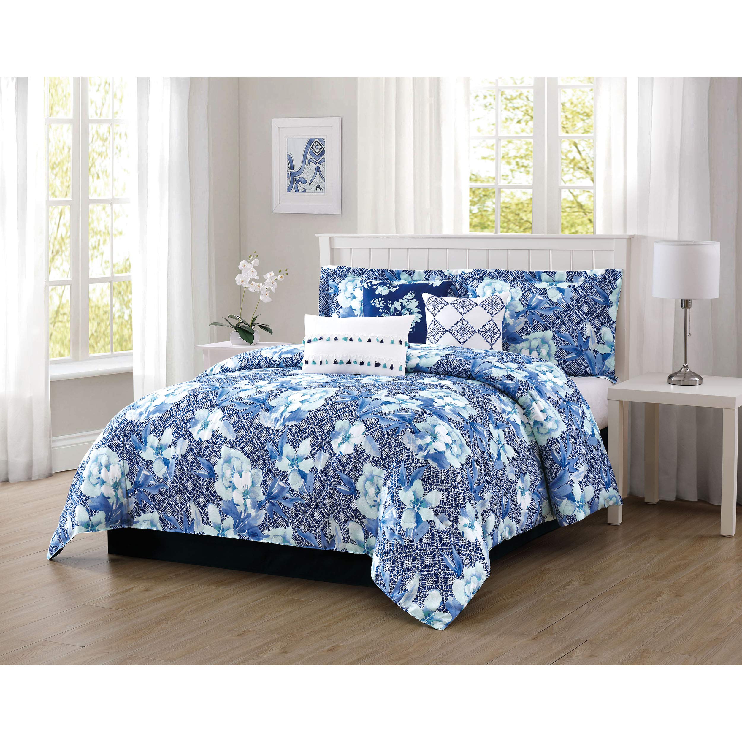 Carmela Home Ava Comforter Set Queen Size - Navy Blue Luxury Bedding for Master Bedroom & Guest Room - Soft & Breathable All-Season Duvet Cover with Pillow Shams