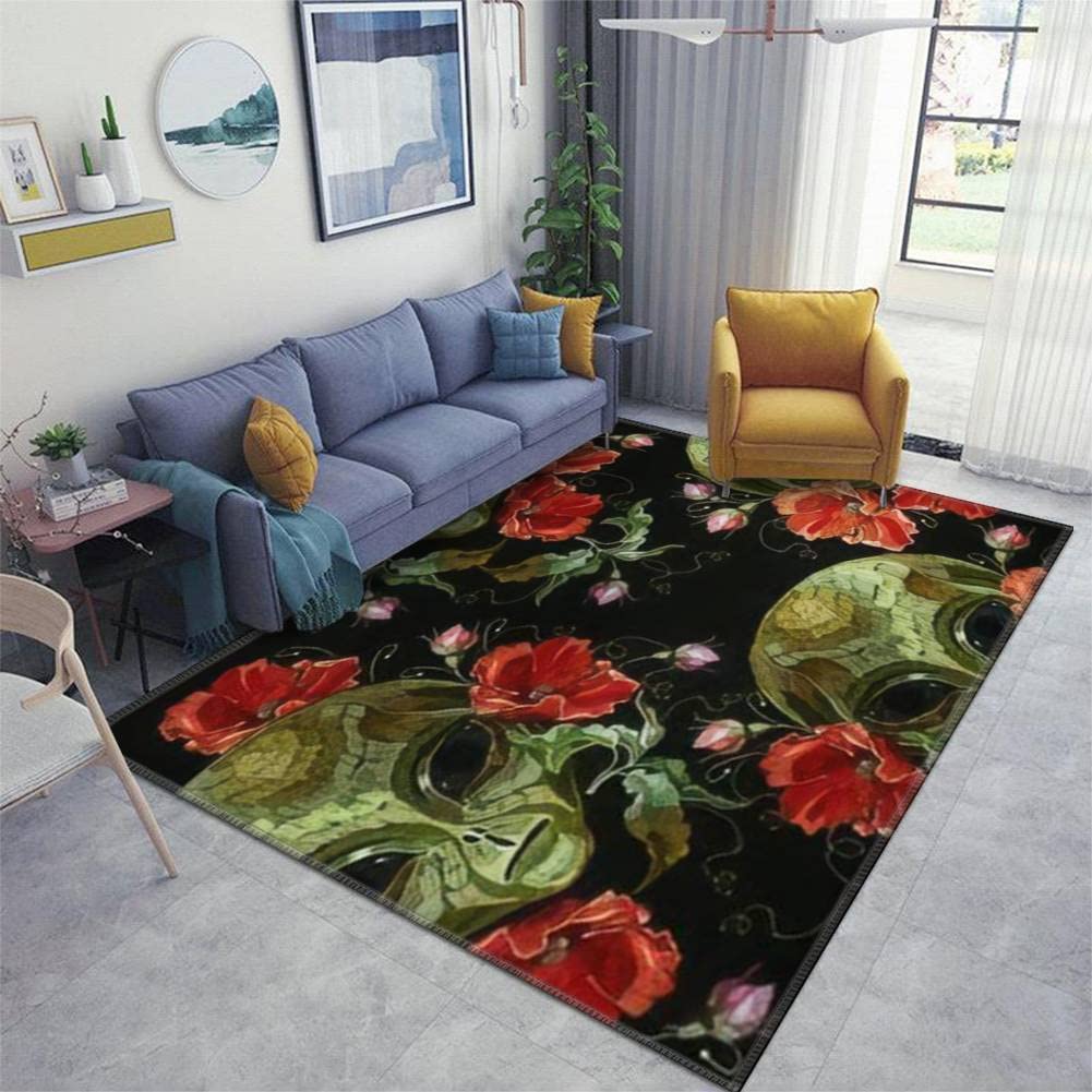Non-Slip Gothic Floral Embroidery Runner Rug - Thickened Home Decor Carpet with Red Roses Design for Living Room, Entryway, Indoor & Outdoor Use - Perfect for Hallways, Bedrooms, and Door Mats
