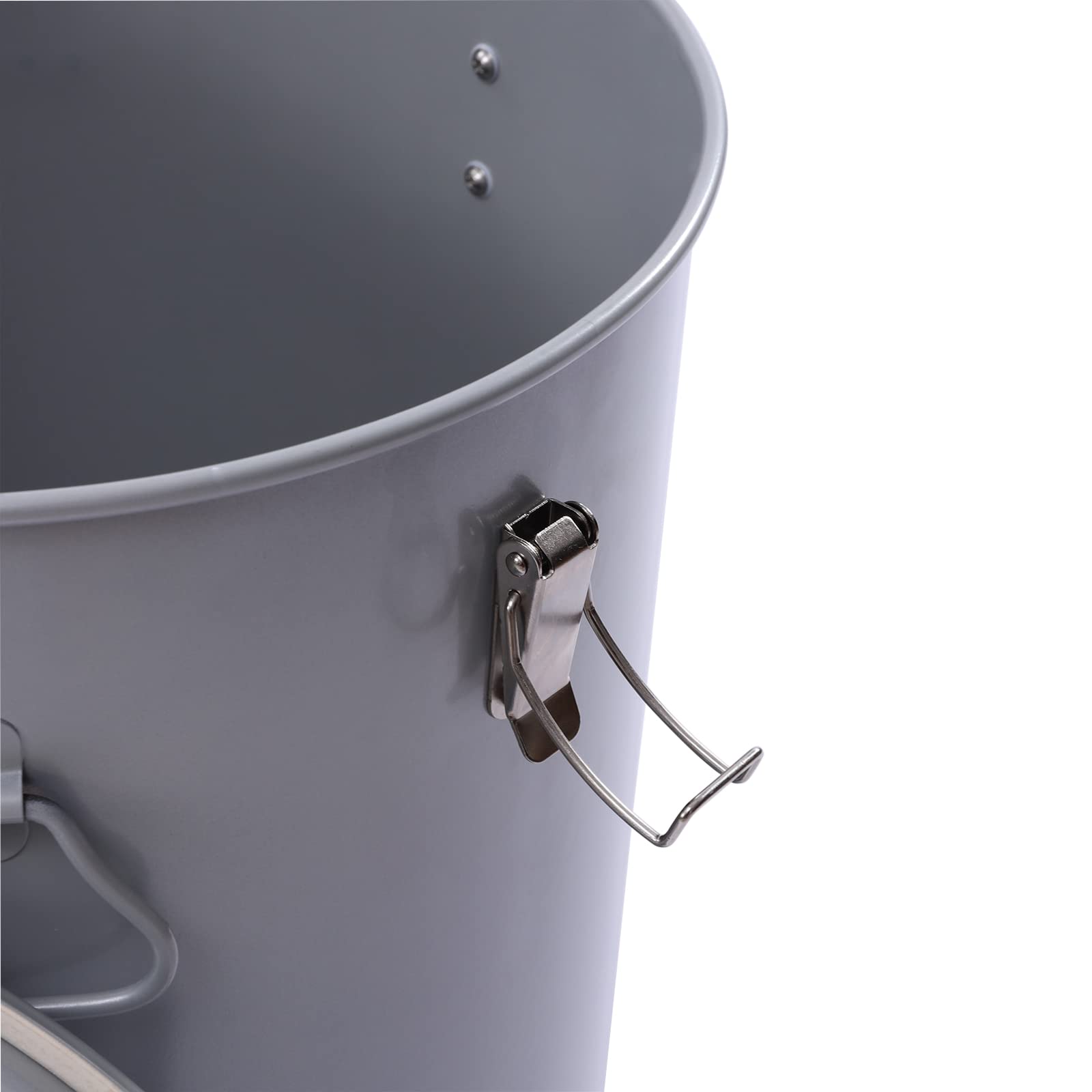 16 Gallon Fryer Grease Bucket - Steel Oil Disposal Caddy with Locking Lid & Filter Bag for Hot Cooking Oil Filtering - Perfect for Restaurants, Food Trucks & Commercial Kitchens (Silver)