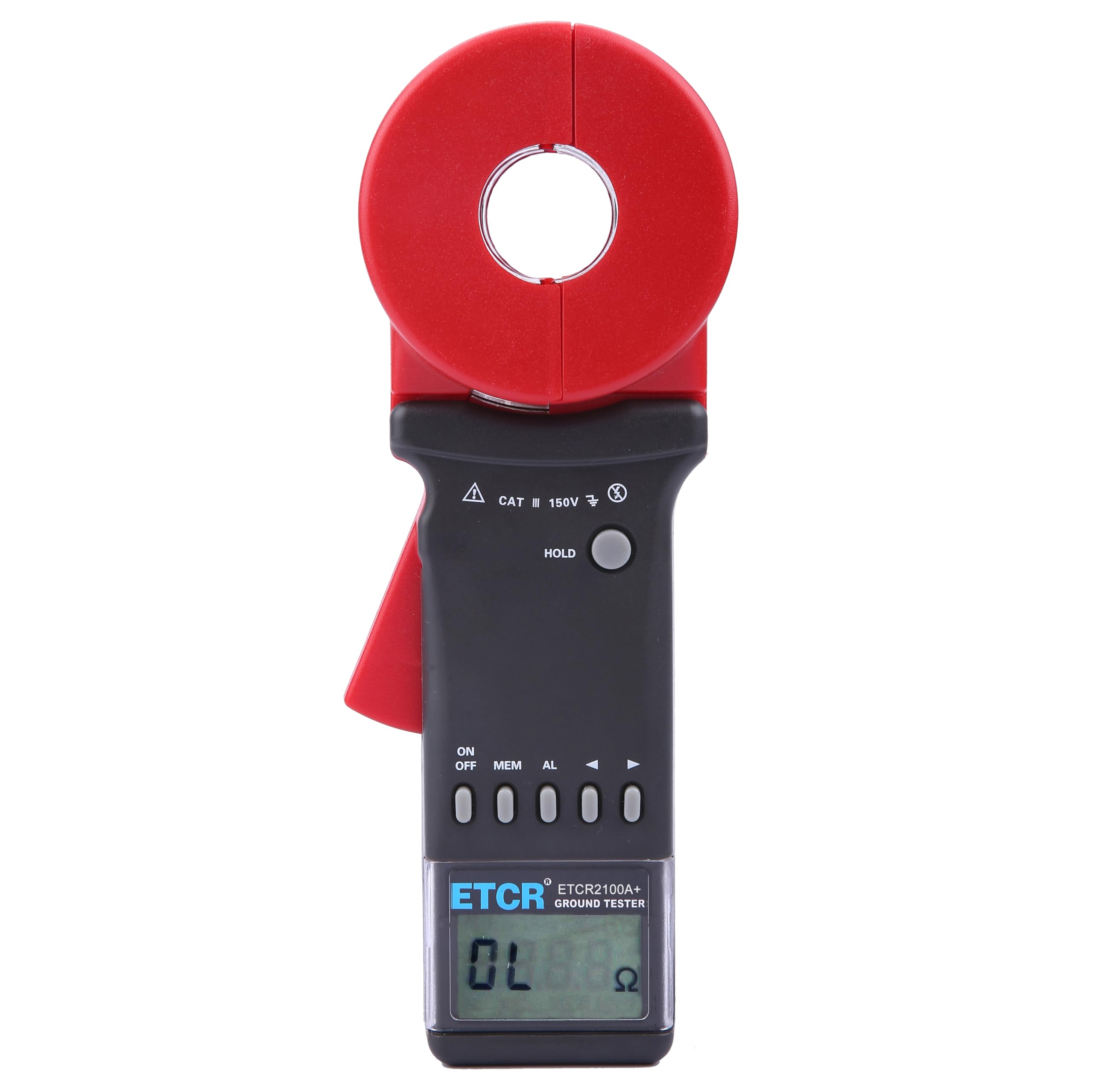 ETCR2100A+ Digital Clamp Ground Resistance Tester - 0.010Ω to 200Ω Range, Double Insulation Protection - Perfect for Electrical Maintenance, Solar Panel Installation & Industrial Safety Testing