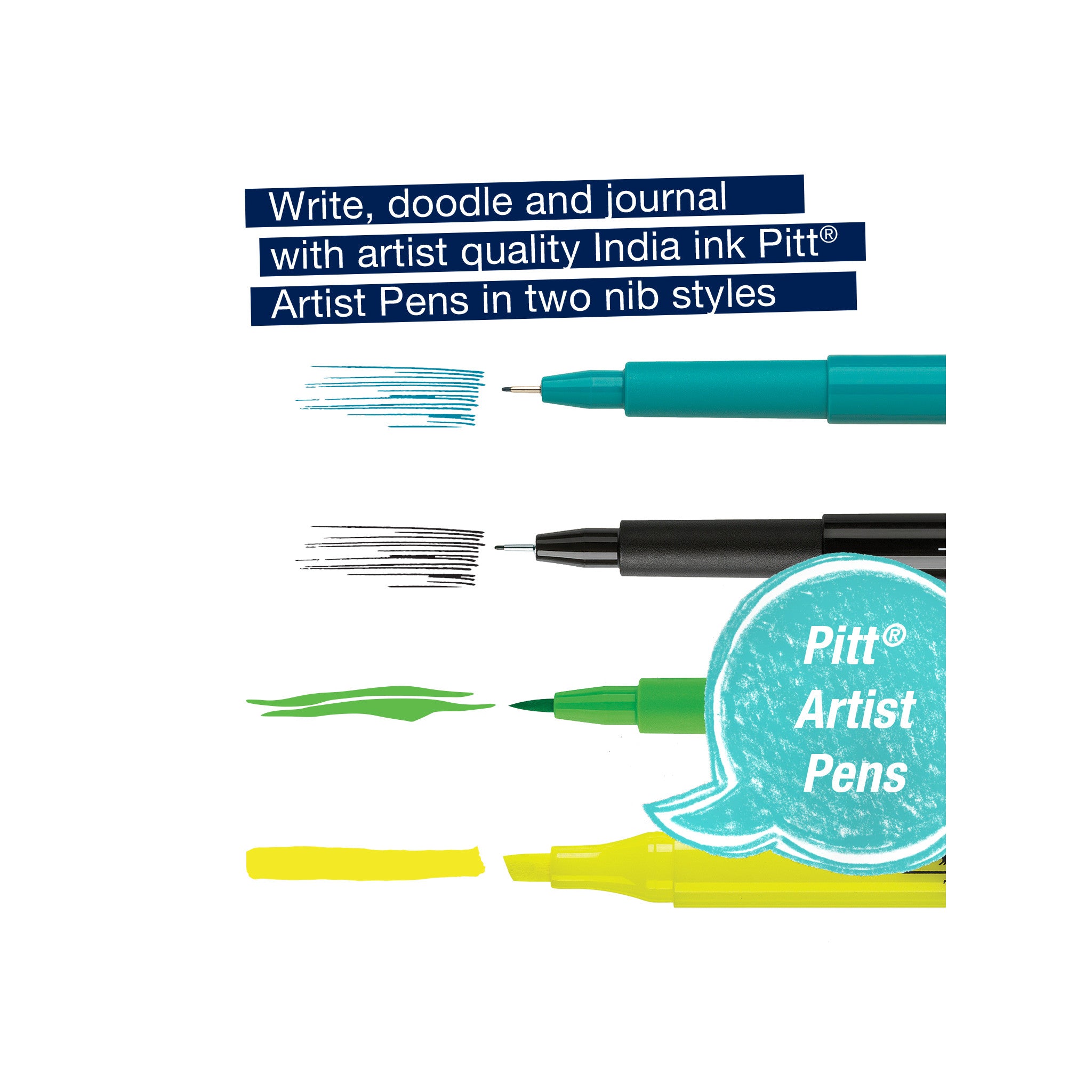 Pitt Artist Pen Set of 4 - Black India Ink Brush Pens for Calligraphy, Sketching & Journaling - Perfect for Artists, Illustrators & Bullet Journal Enthusiasts