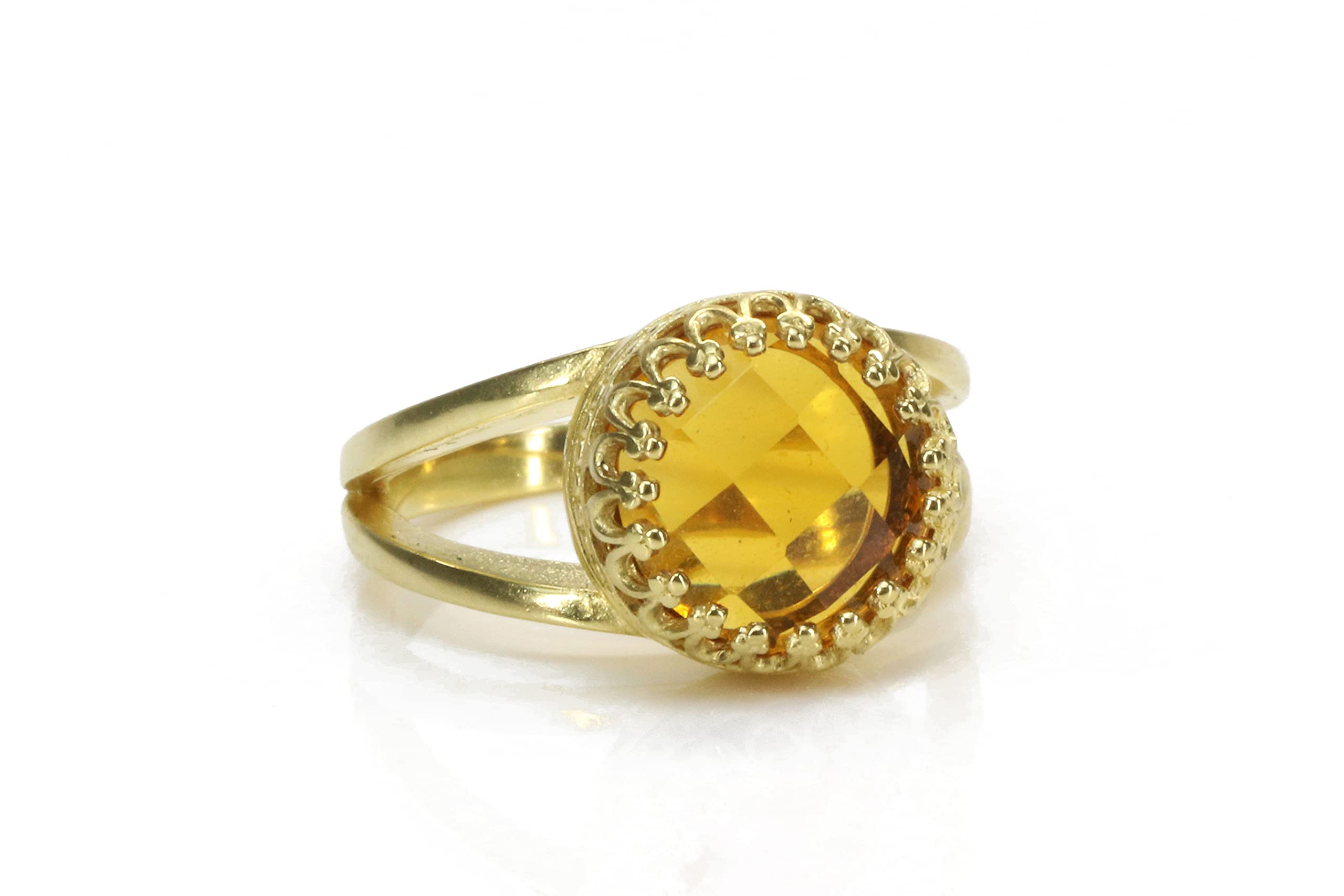 Vintage Citrine Ring for Women - Handmade Gold Jewelry for Gifts | Wedding, Anniversary