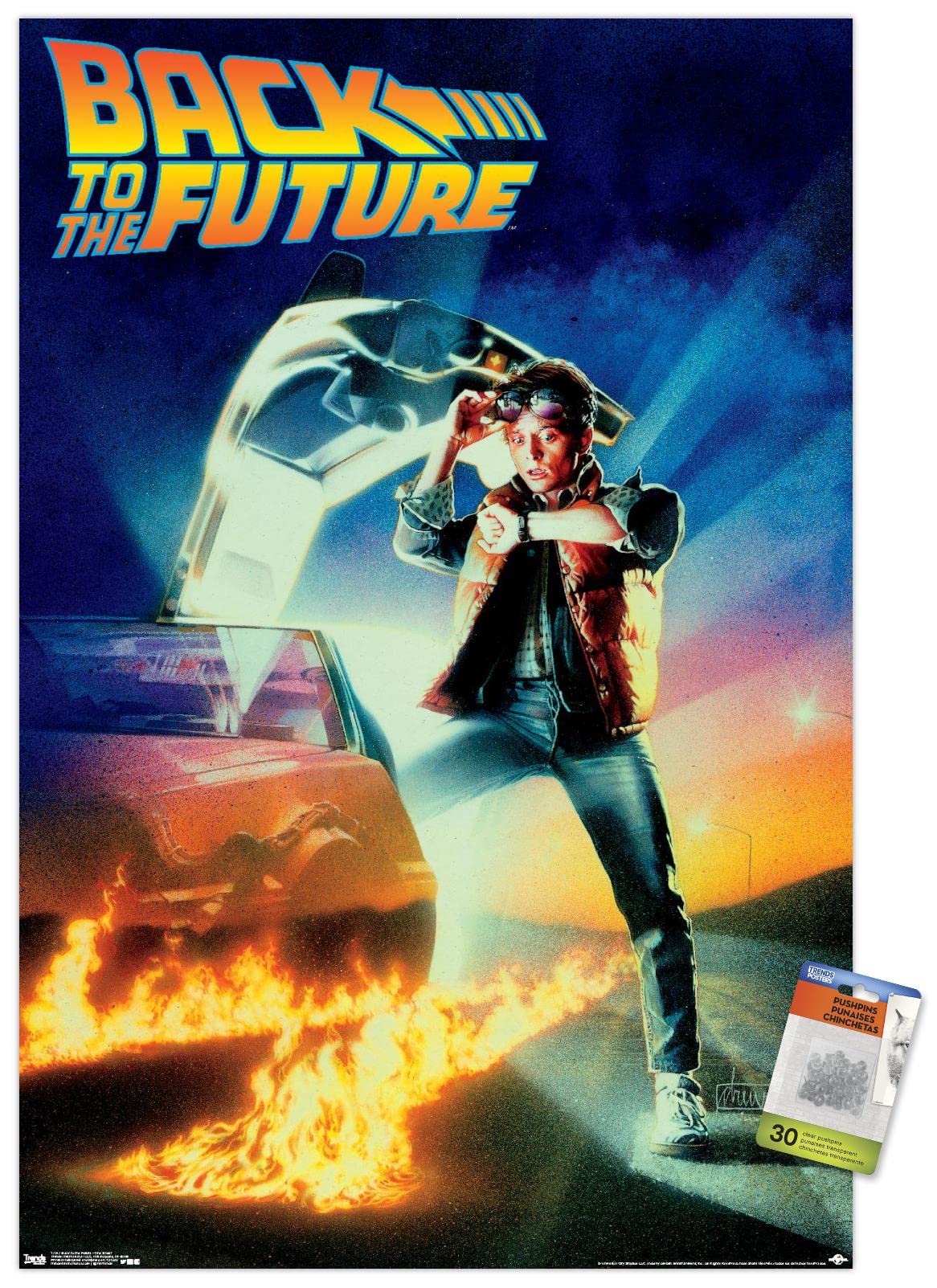 Back to the Future Movie Poster - Premium One Sheet Wall Art with Push Pins - Perfect for Home Theater Decor, Man Cave & Movie Lover Gifts