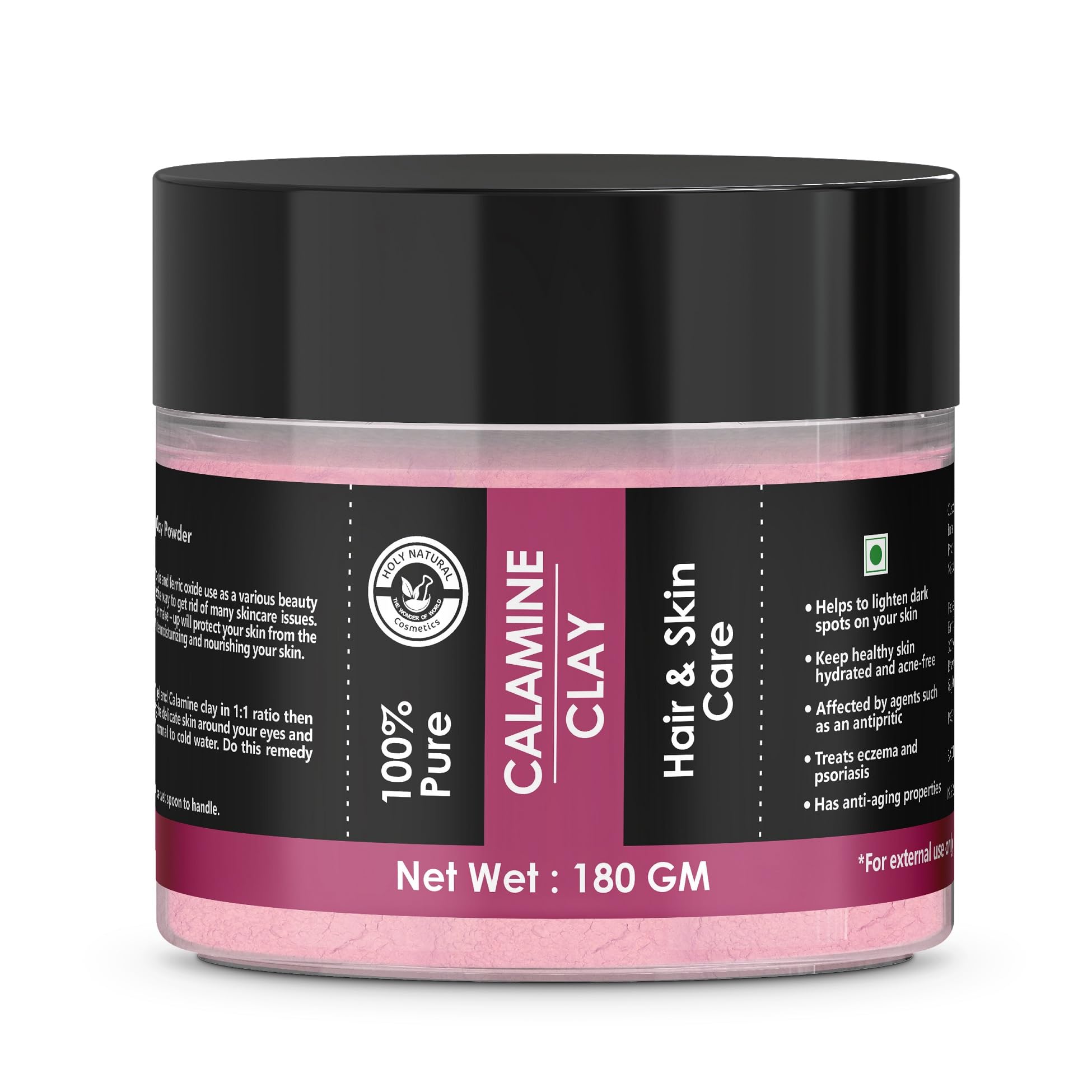 Holy Natural Calamine Clay Powder (180g) - Face & Skin Treatment for Acne, Brightening & Glowing Skin | DIY Face Mask & Pack | Perfect for Oily Skin, Pore Cleansing & Spa Days